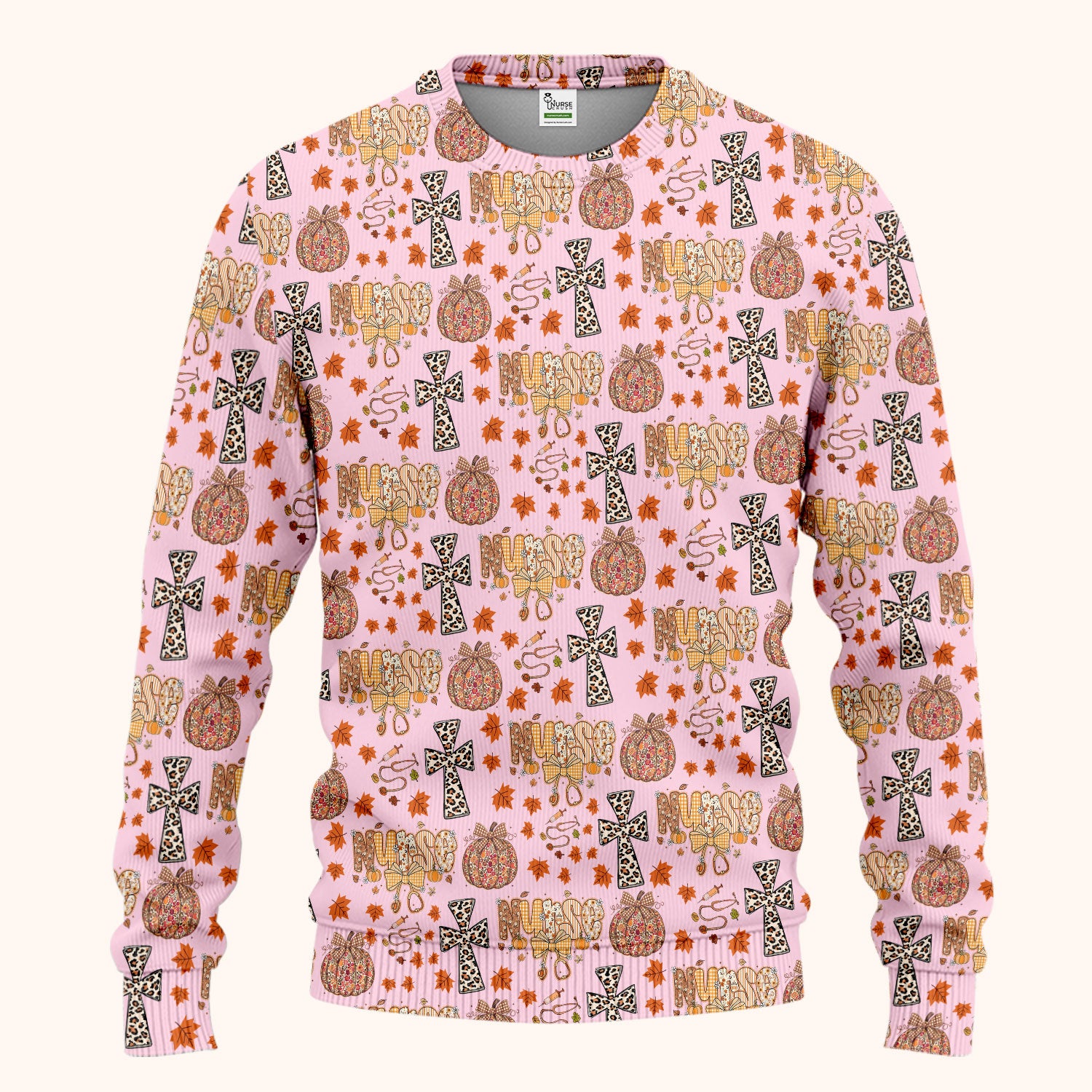 I Will Praise Him In Every Season - Boho Pumpkin Leopard Cross Fall Scrub Sets for Nurse - Thanksgiving Med Uniform for Women