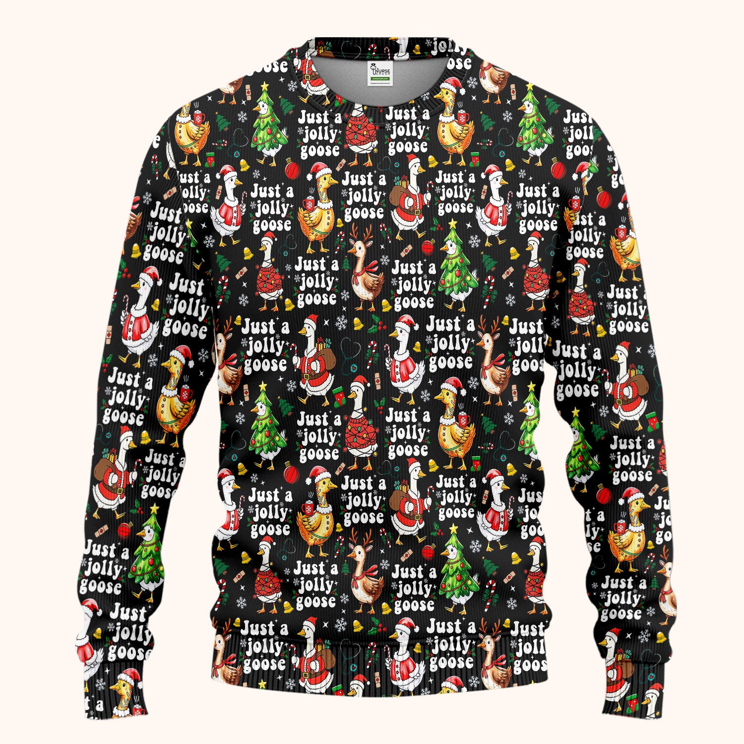 Just a Jolly Goose Funny Christmas Scrub Set - Holiday Medical Uniform for Nurse - Santa Goose Pants and Top