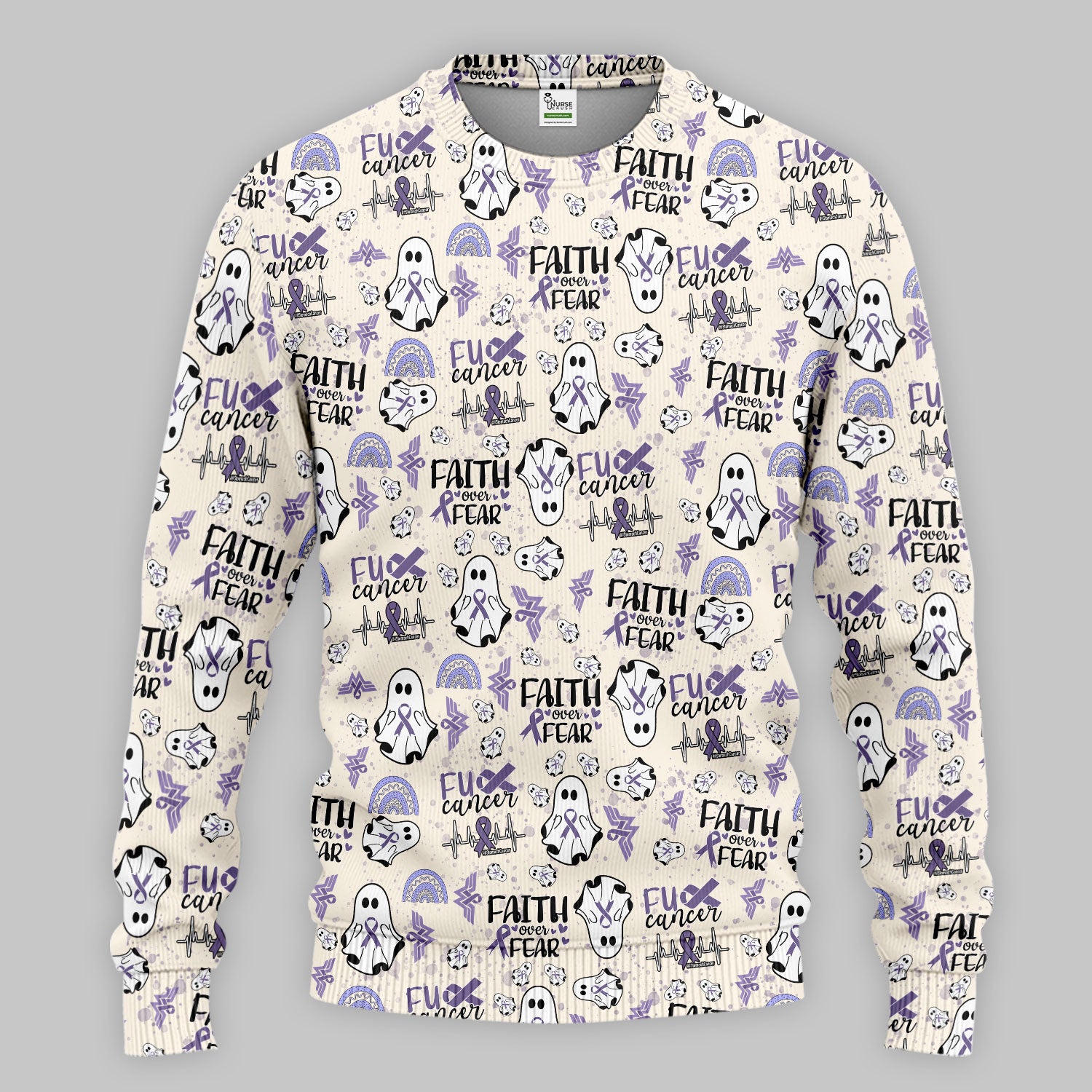 Periwinkle Ribbon Stomach Cancer Scrub Set for Women - Awareness Nurse Scrub Pants and V Neck Top - November Warrior Survivor Gift