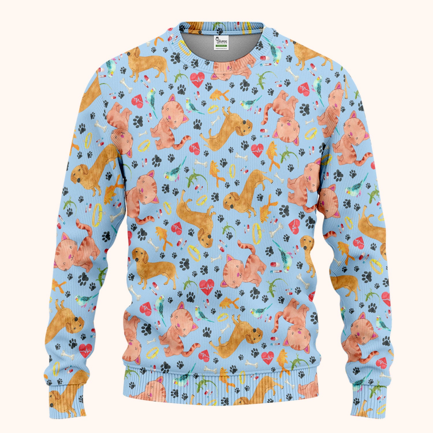 Cute Cat Dog Scrub Set - Animal Lover Medical Uniform - Funny Veterinary Nurse Gift for Women RN CNA LPN