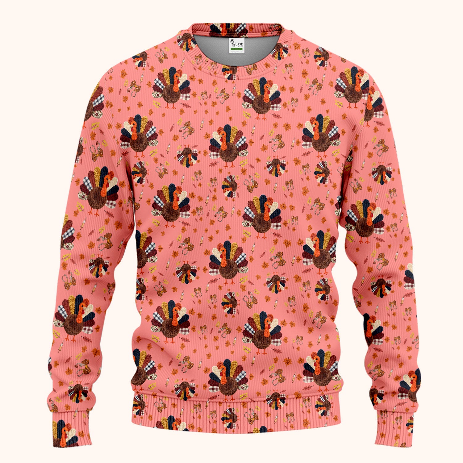 Thanksgiving Women's Scrub Sets - Funny Autumn Turkey Pants and V Neck Top - Breathable Fabrics Nursing Uniform