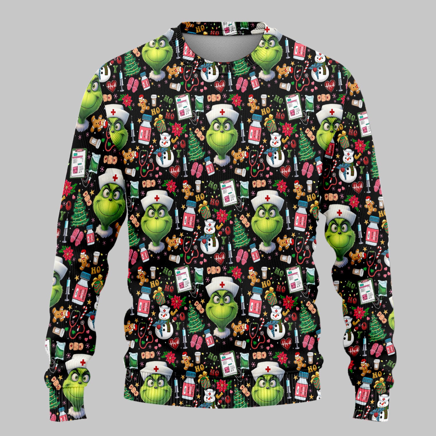 Merry Grinchmas Scrub Set for Women - Comfortable Nursing Pants - Christmas Medical Uniform - Holiday Ugly Sweater Gift for Her