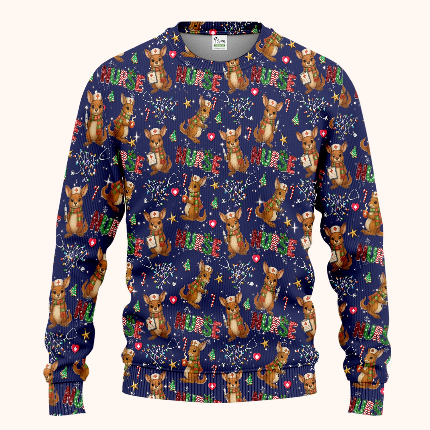 Christmas Kangaroo Nurse Scrub Set - Cute Aussie Holiday Medical Uniform - Funny Xmas Gift for Women