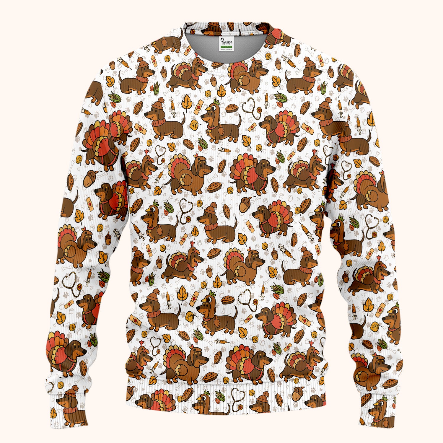 Thanksgiving Dachshund Scrubs Set - Cute Dog Turkey Medical Uniform for Nurses - Funny Holiday Gift for RN CNA LPN