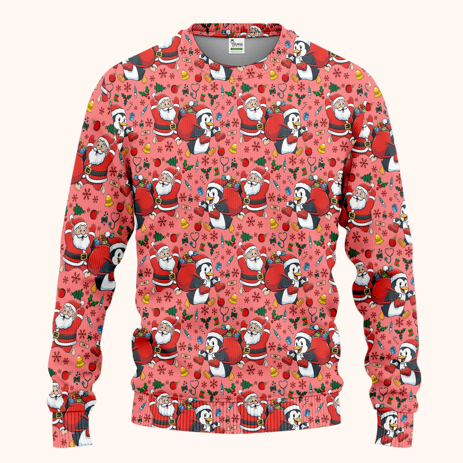 Funny Penguin Christmas Scrub Set - Santa Holiday Nurse Uniform for Women - Medical Gift for RN CNA LPN