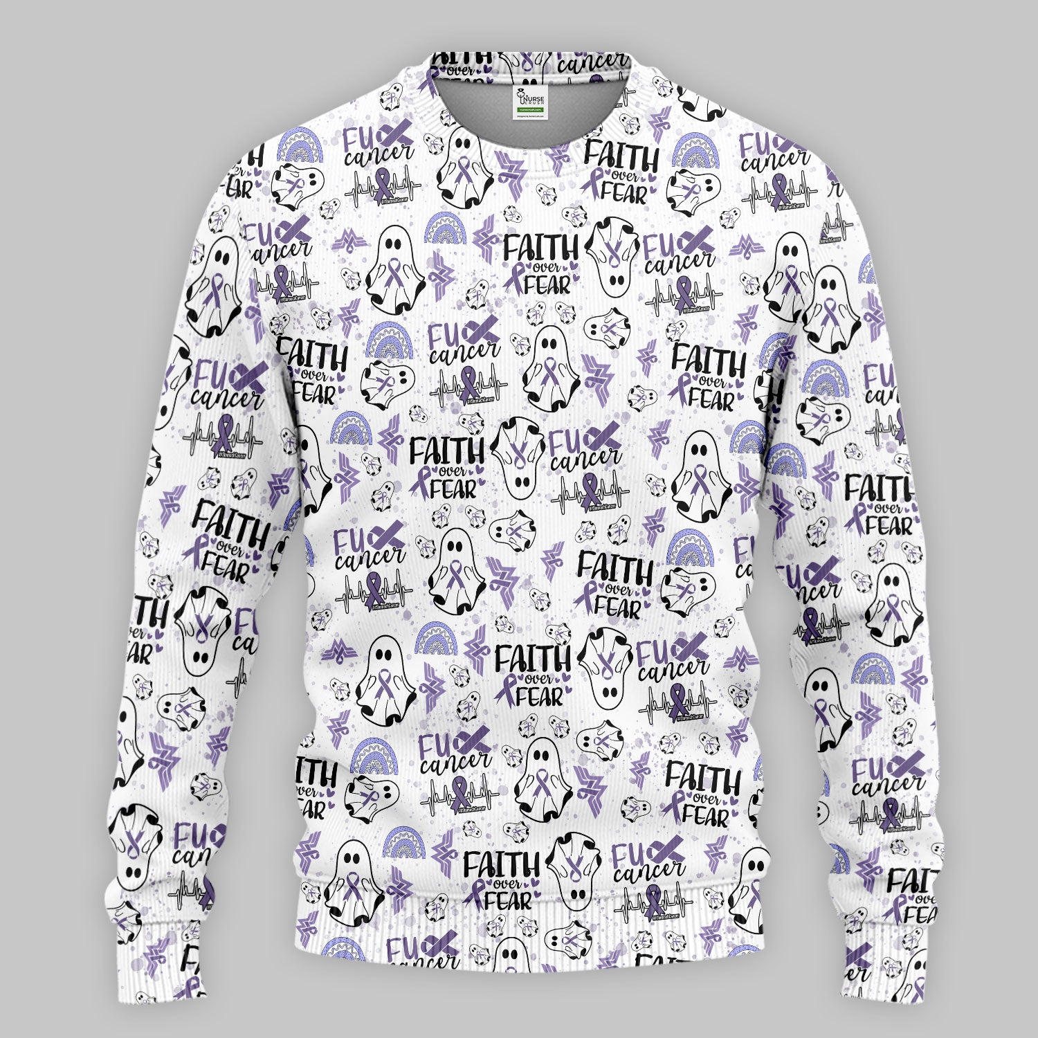 Stomach Cancer Awareness Scrub Sets - Periwinkle Blue Ribbon Survivor Scrub Pants and V Neck Top - November Warrior Gift