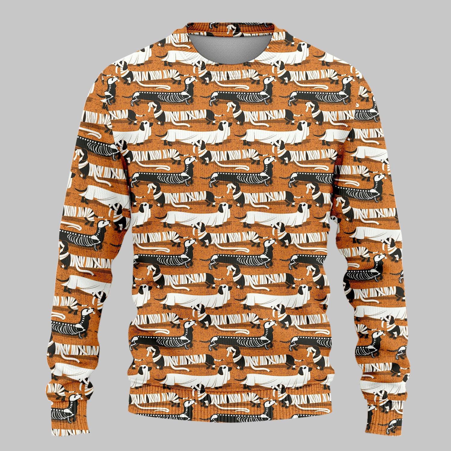 Halloween Scrub Set for Women - Spooky Skeleton Med Uniform - Dachshund Nursing Pants - Ugly Sweater for Wiener Dog Lover