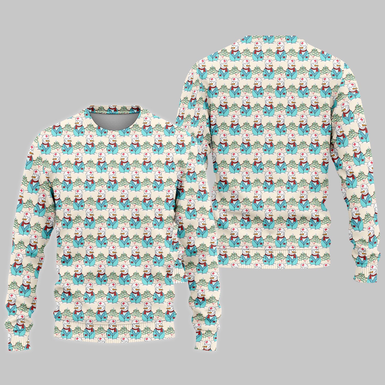 Christmas Snowman Nurse Scrub Pants - Holiday Med Uniform for Women - Comfortable Nursing Scrub Sets - Snowman Ugly Sweater Gift