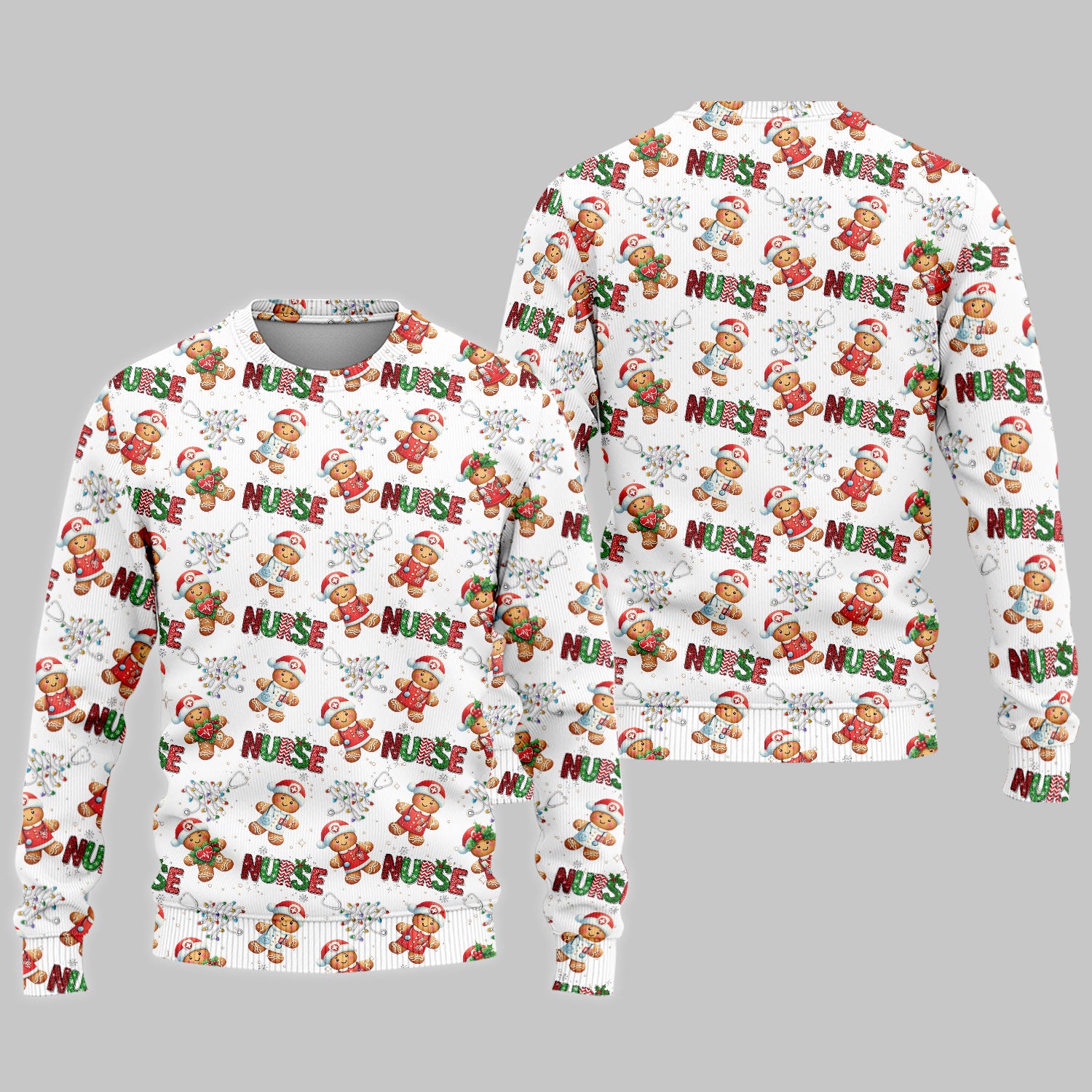 Christmas Gingerbread Women's Scrub Sets - Comfortable Scrubs for Nurses - Xmas Scrub Pants and V Neck Top for Her