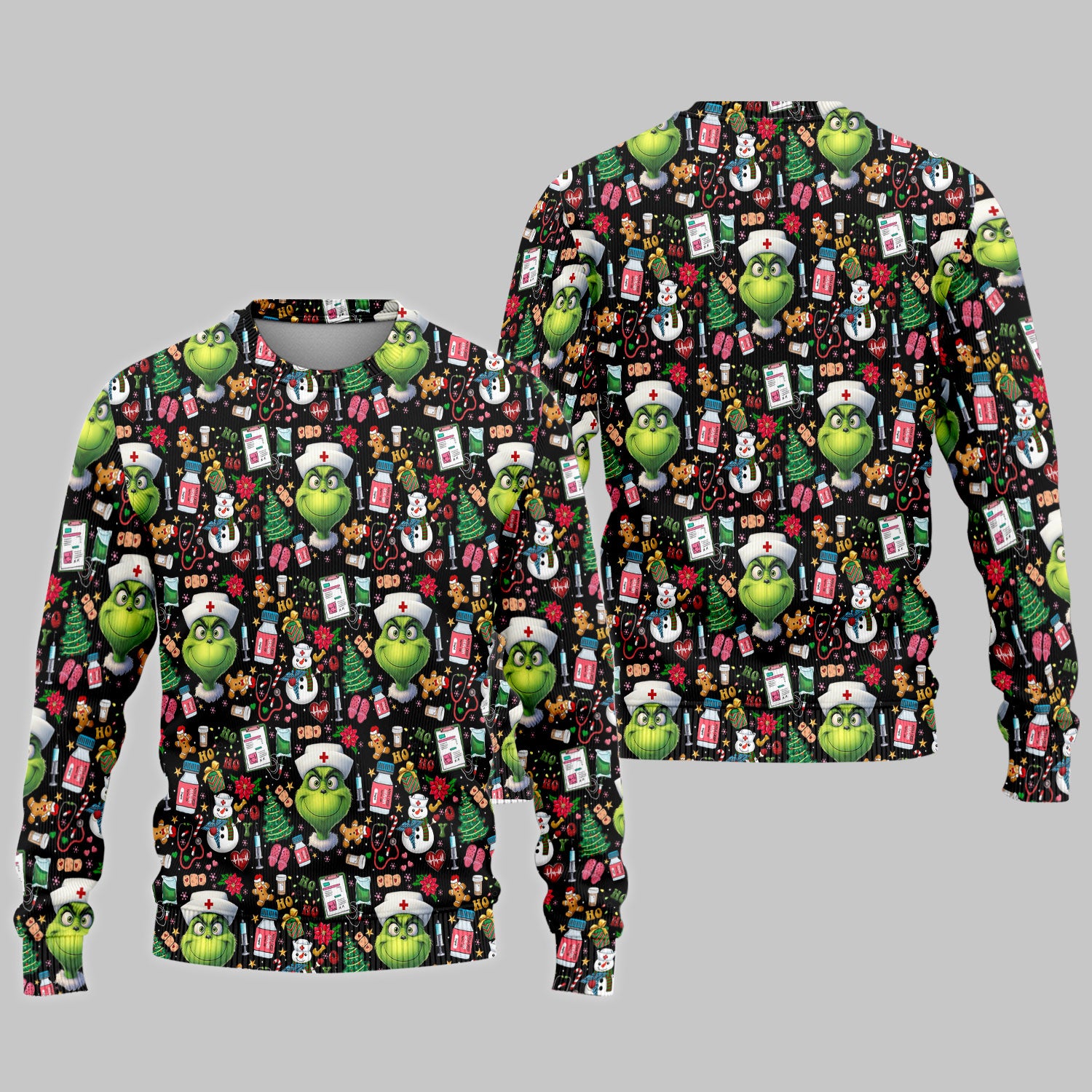 Merry Grinchmas Scrub Set for Women - Comfortable Nursing Pants - Christmas Medical Uniform - Holiday Ugly Sweater Gift for Her