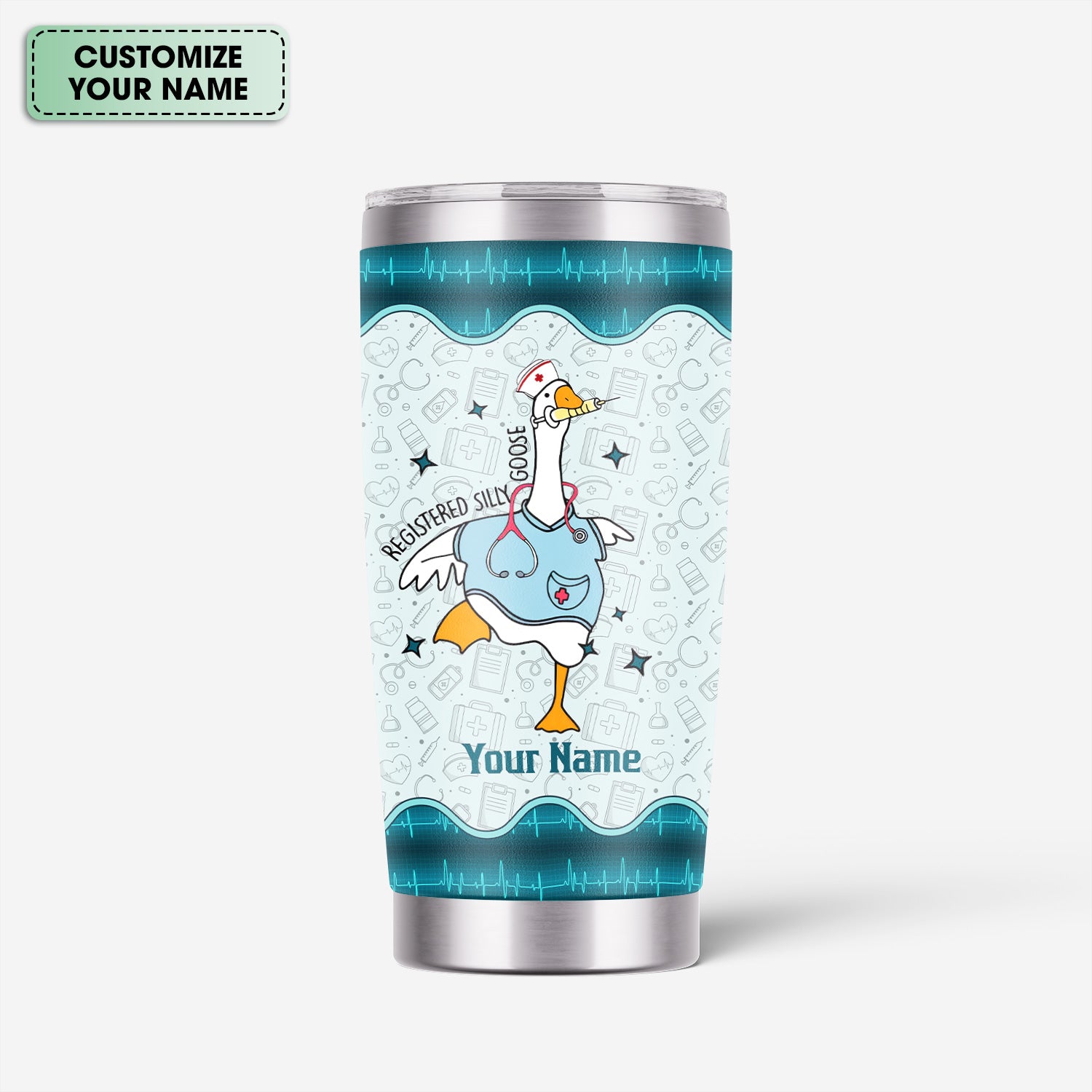 Personalized Silly Goose Nurse Tumbler - Registered Silly Goose Design - Fun Gift for Healthcare Workers, Nurses, and RN LPN