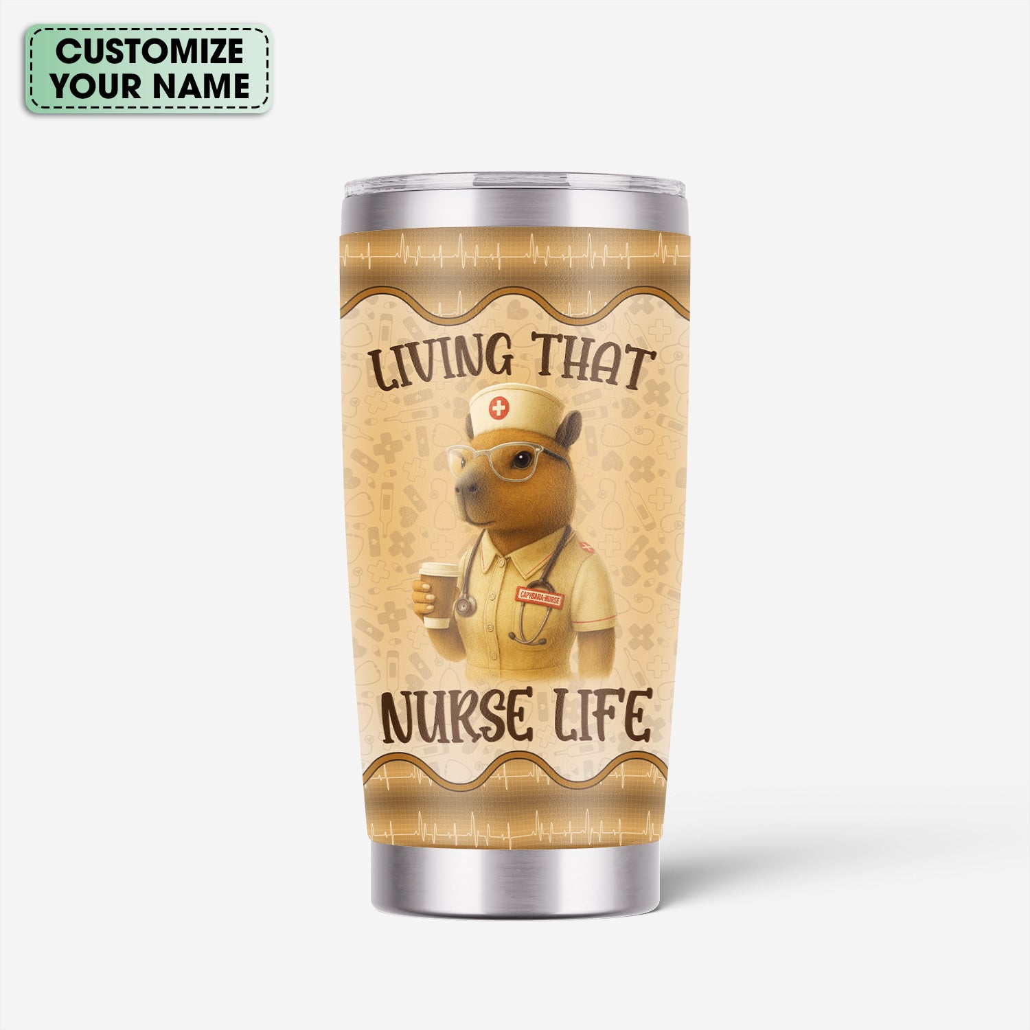 Personalized Nurse Capybara Tumbler - Custom Name & Stethoscope Graphic Design - Gift for RN LPN Healthcare Workers