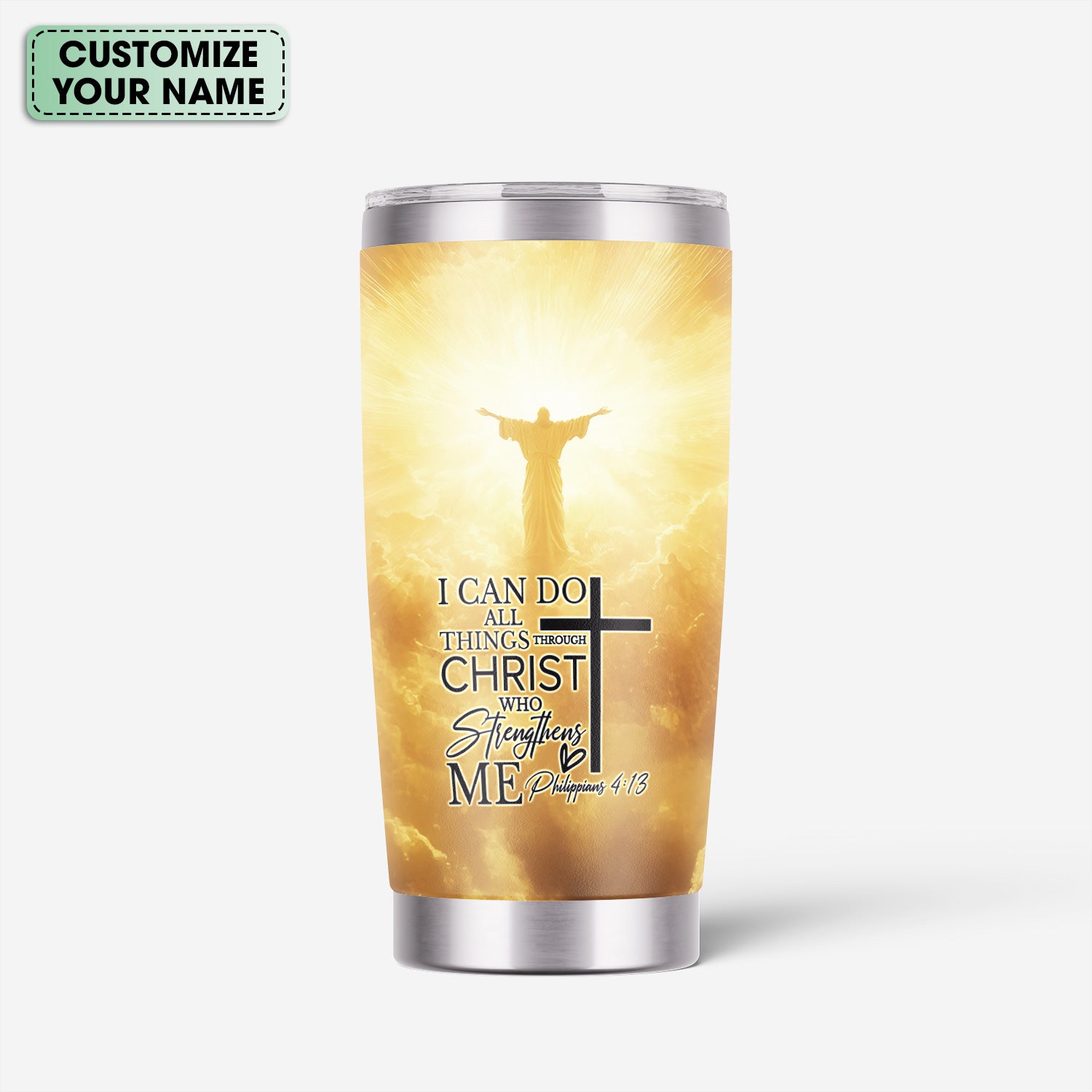 Personalized Nursing Faith Tumbler - Bible Verse All Things Through Christ - RN LPN CNA ER Gift