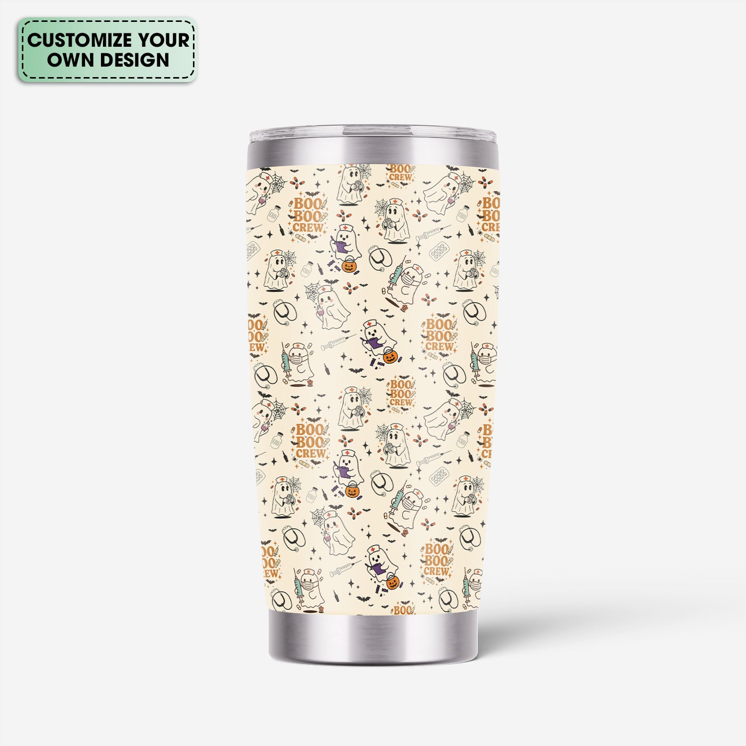 BOO BOO CREW Halloween Nurse Tumbler - Cute Medical Ghost Design Drinkware - Spooky Gift for RN CNA EMT Healthcare Workers