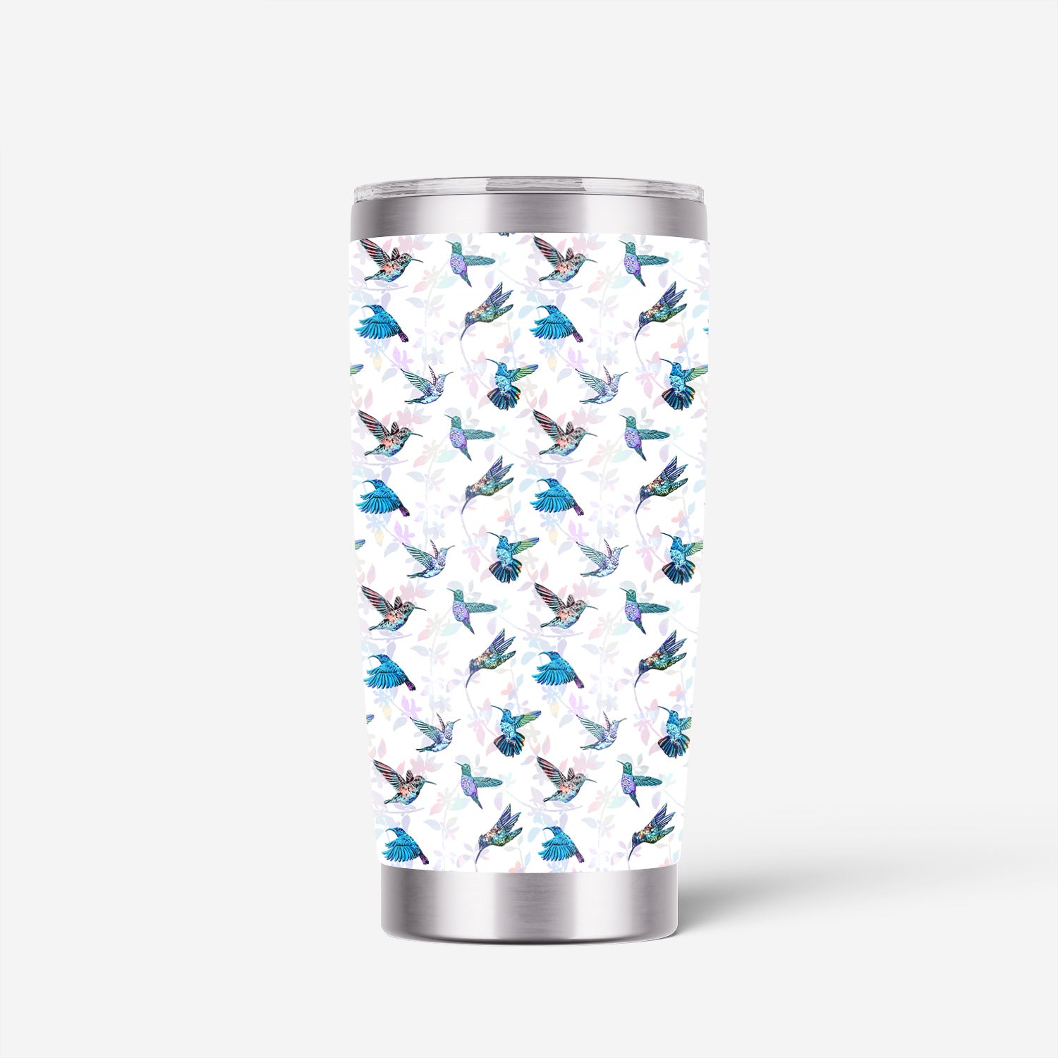 Personalized Hummingbird Floral Tumbler -  All-Over Print Bird & Botanical Graphic - Gift for RN LPN CNA