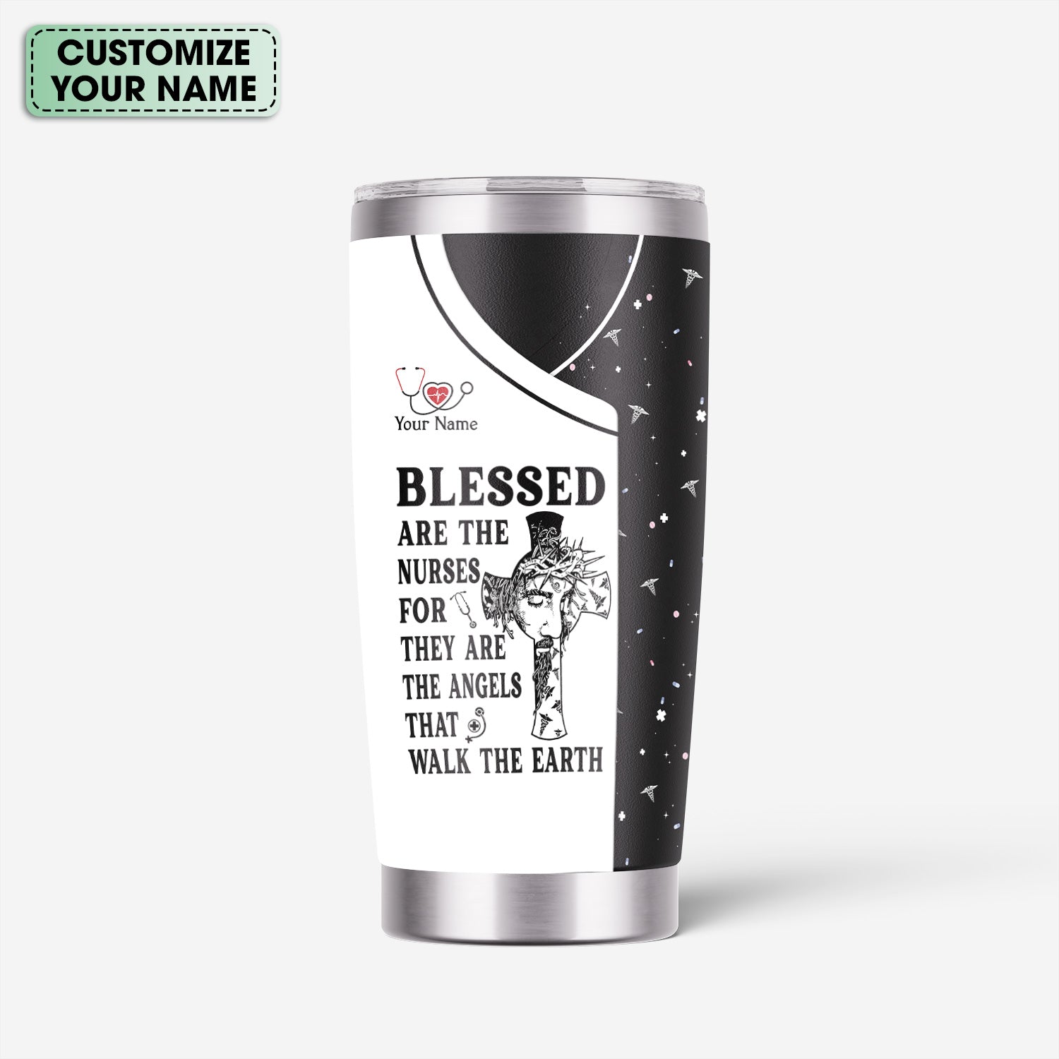 Custom Faith Nurse Tumbler - Blessed Are The Nurses Angel - Gift for Women RN LPN & Healthcare Workers