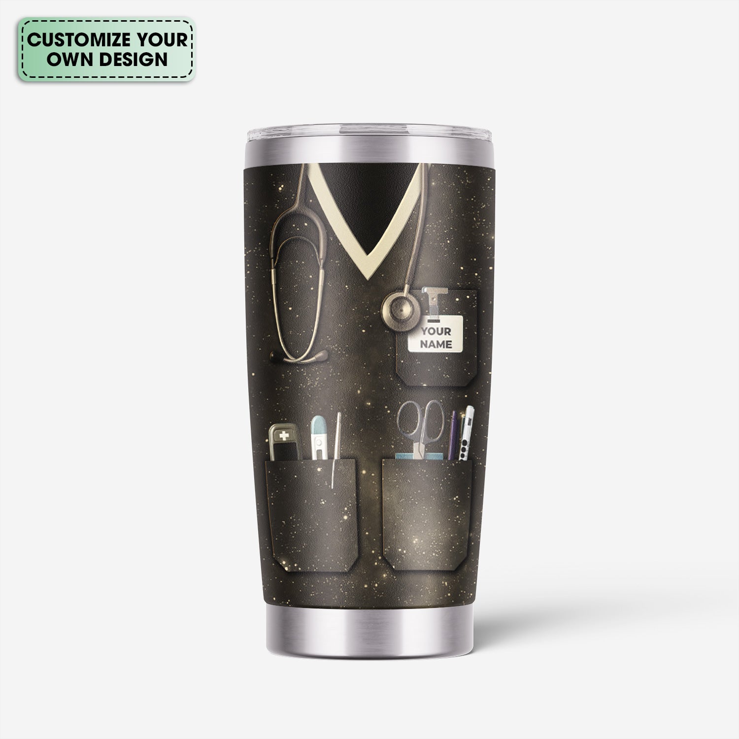 Personalized Nurse Tumbler - Floral Caduceus Design with Custom Name - Inspirational Gift for Medical Staff RN LPN CNA