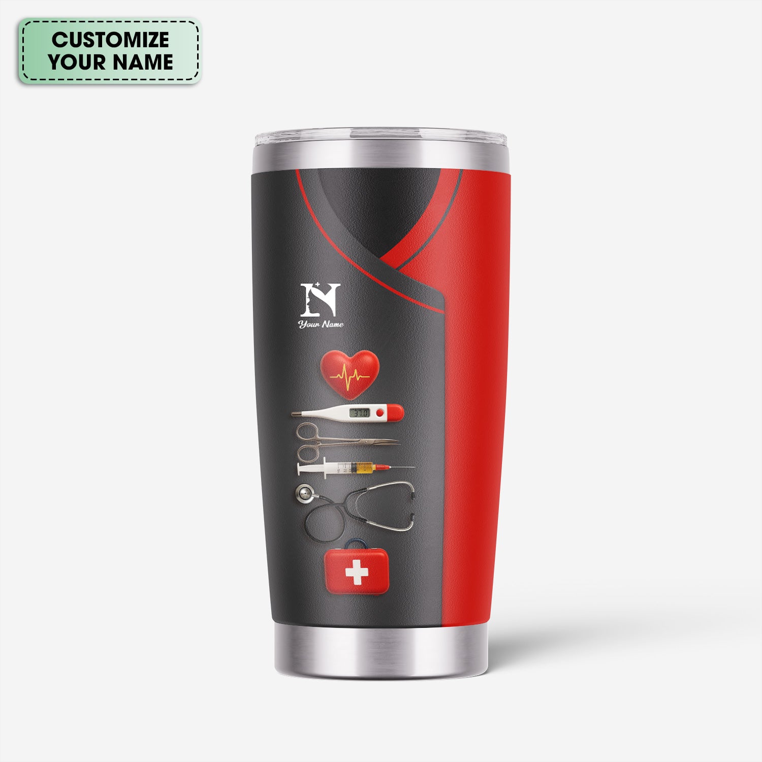 Personalized Nurse Tumbler With Name - 20oz Stainless Steel Medical Tools Cup - Gift for RN CNA EMT