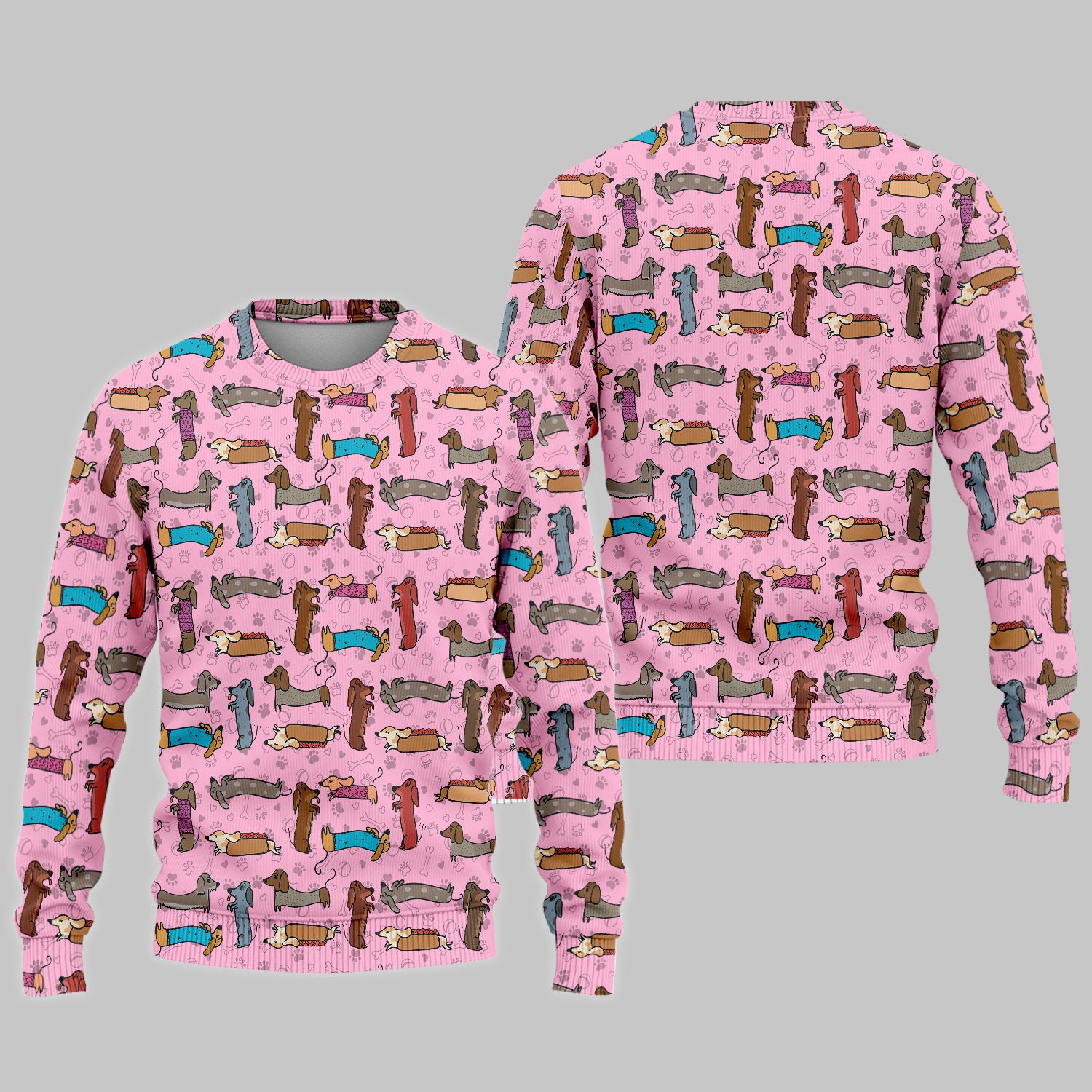 Cute Dachshund Women's Scrub Sets - Funny Sausage Dog Pattern Med Uniform - Nursing Gift for RN LPN CNA