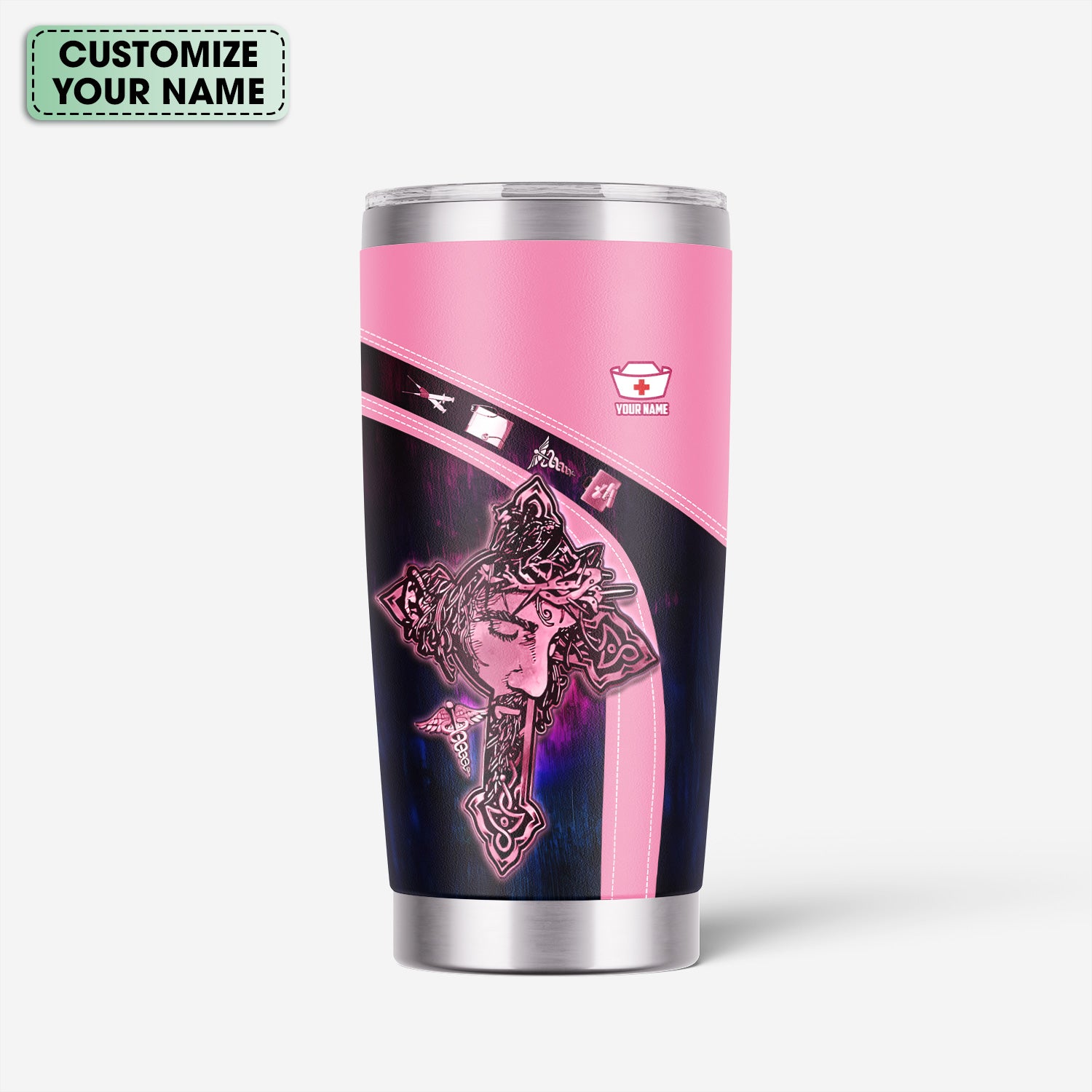 Custom Nurse Faith Tumbler - God Says I Am Bible Verses Design - Gift for RN LPN Healthcare Workers