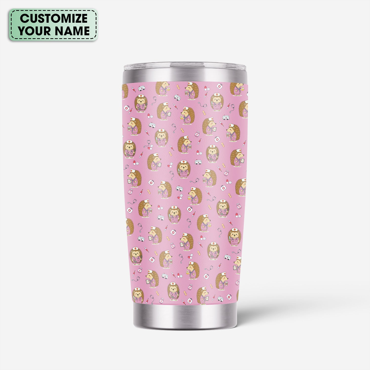 Adorable Hedgehog Nurse Tumbler - Hilarious Gift for RN LPN CNA Women - Personalized Stainless Cup for Healthcare Workers