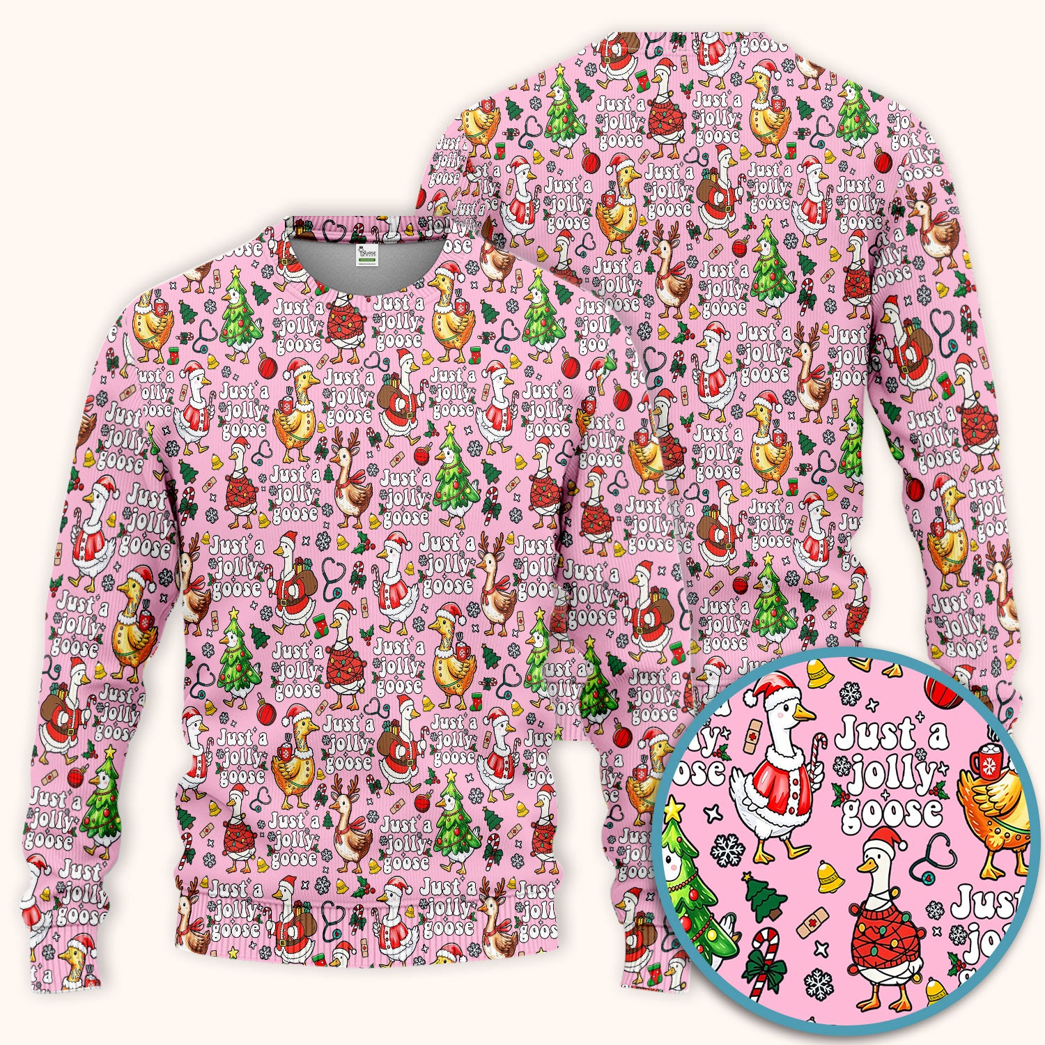 Christmas Goose Scrub Set for Nurse - Funny Jolly Holiday Medical Uniform for Women