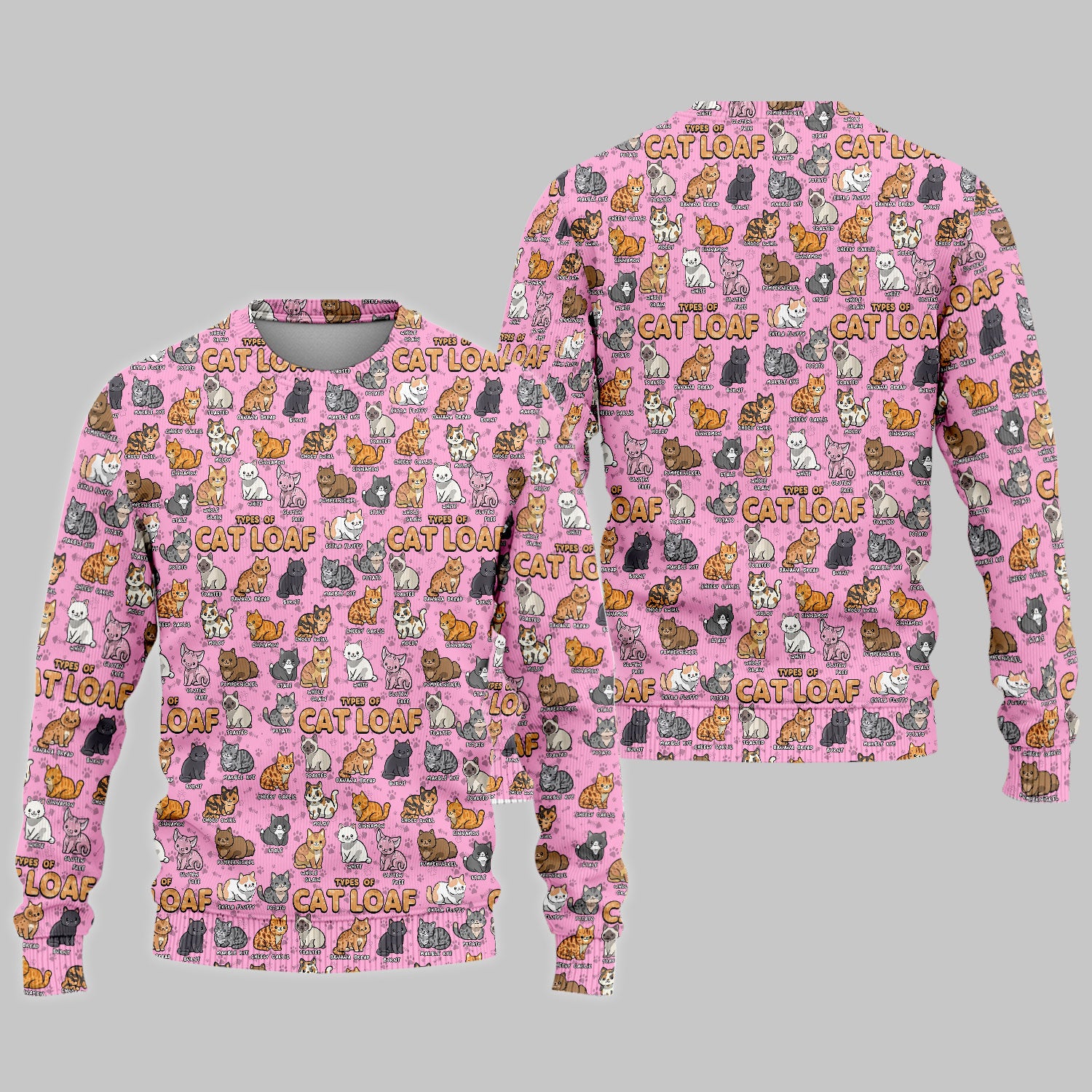 Funny Cat Loaf Nurse Scrub Set for Women - Cute Cat Medical Uniform Top and Pants - Ugly Sweater Pet Lover Gift