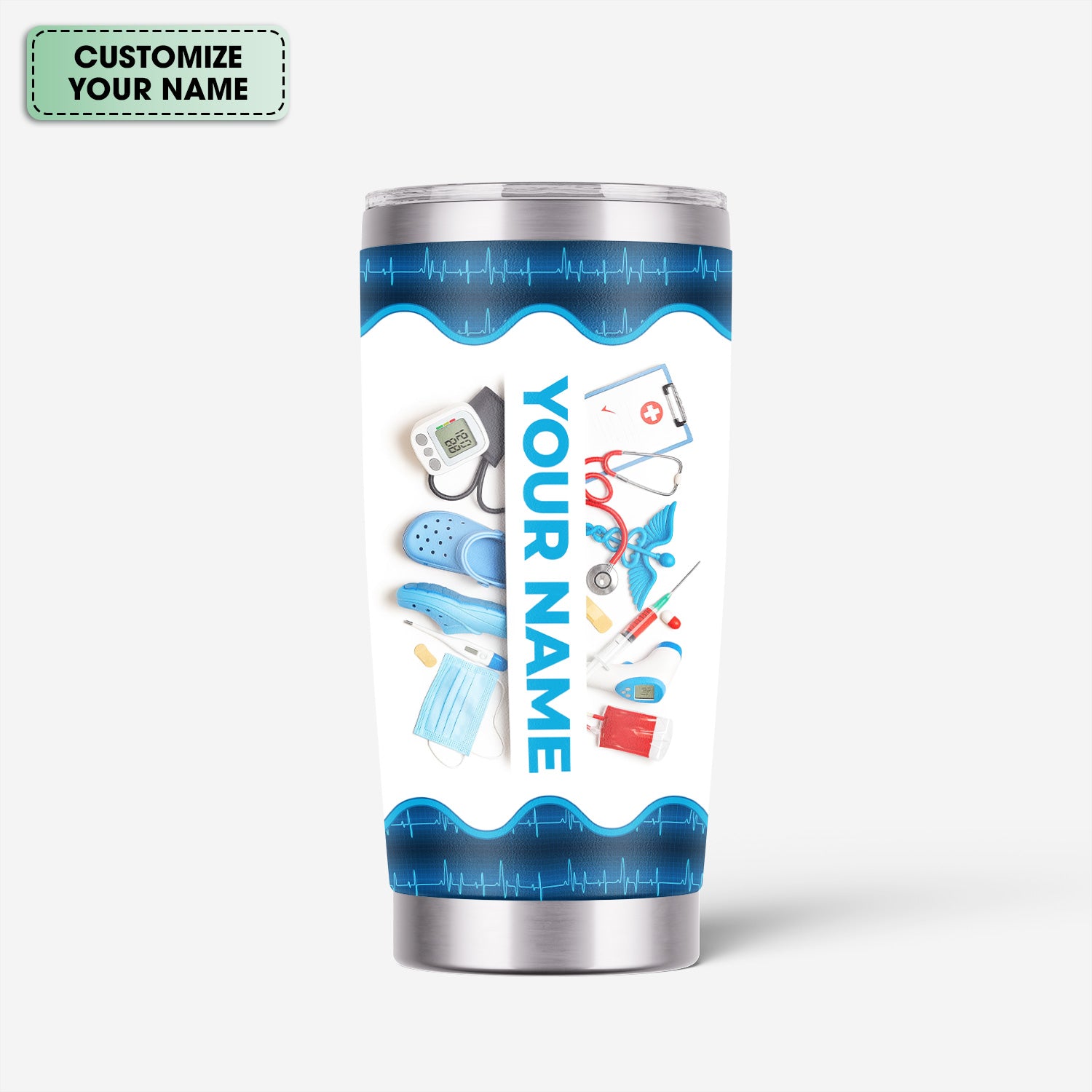 Personalized Nurse Nutrition Facts Tumbler - Custom Name RN CNA LPN Cup - Funny Medical Gift for Women in Healthcare Who Work Miracles and Deserve Appreciation