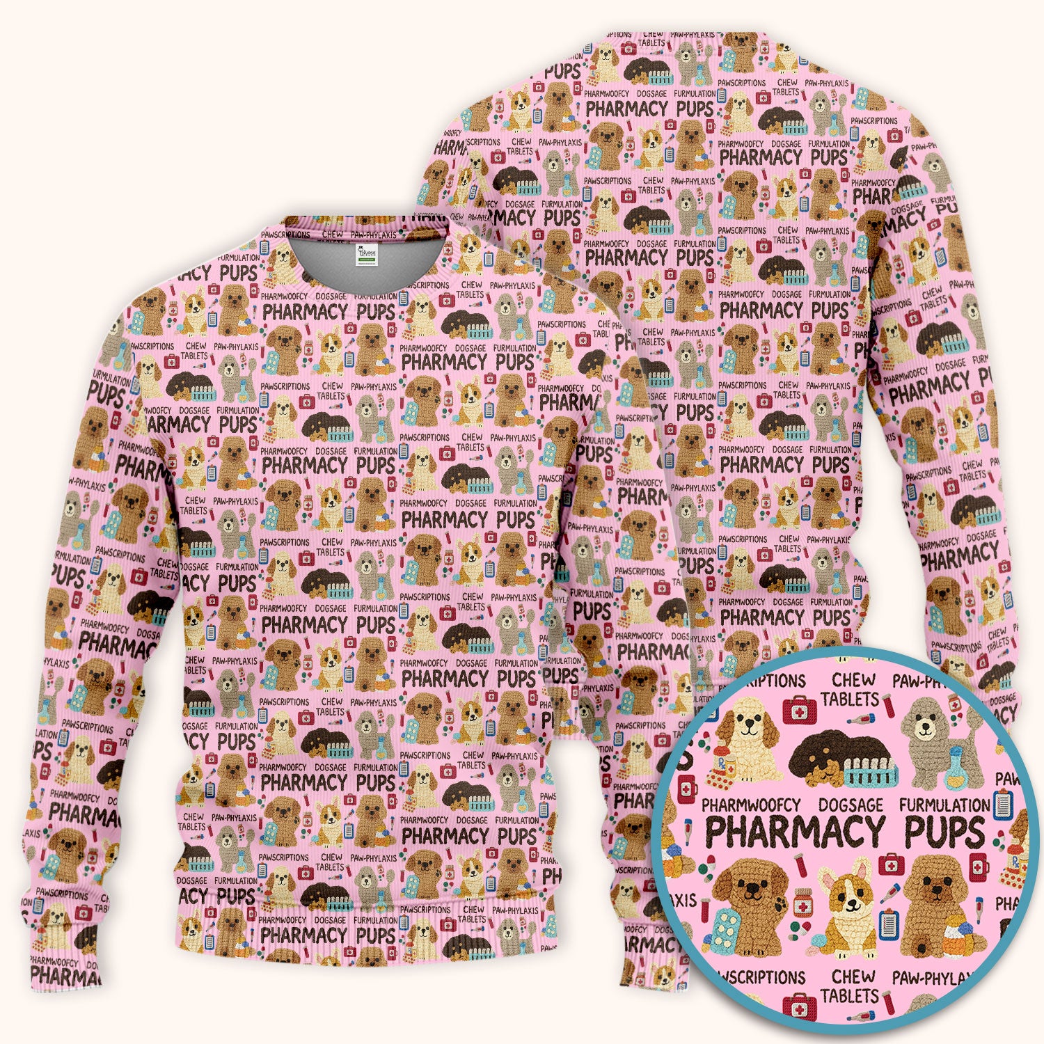 Pharmacy Pups Scrub Set for Women - Cute Dog Medical Uniform for Pharmacists & Vet Techs - Fun Pharmacy Nursing Gift