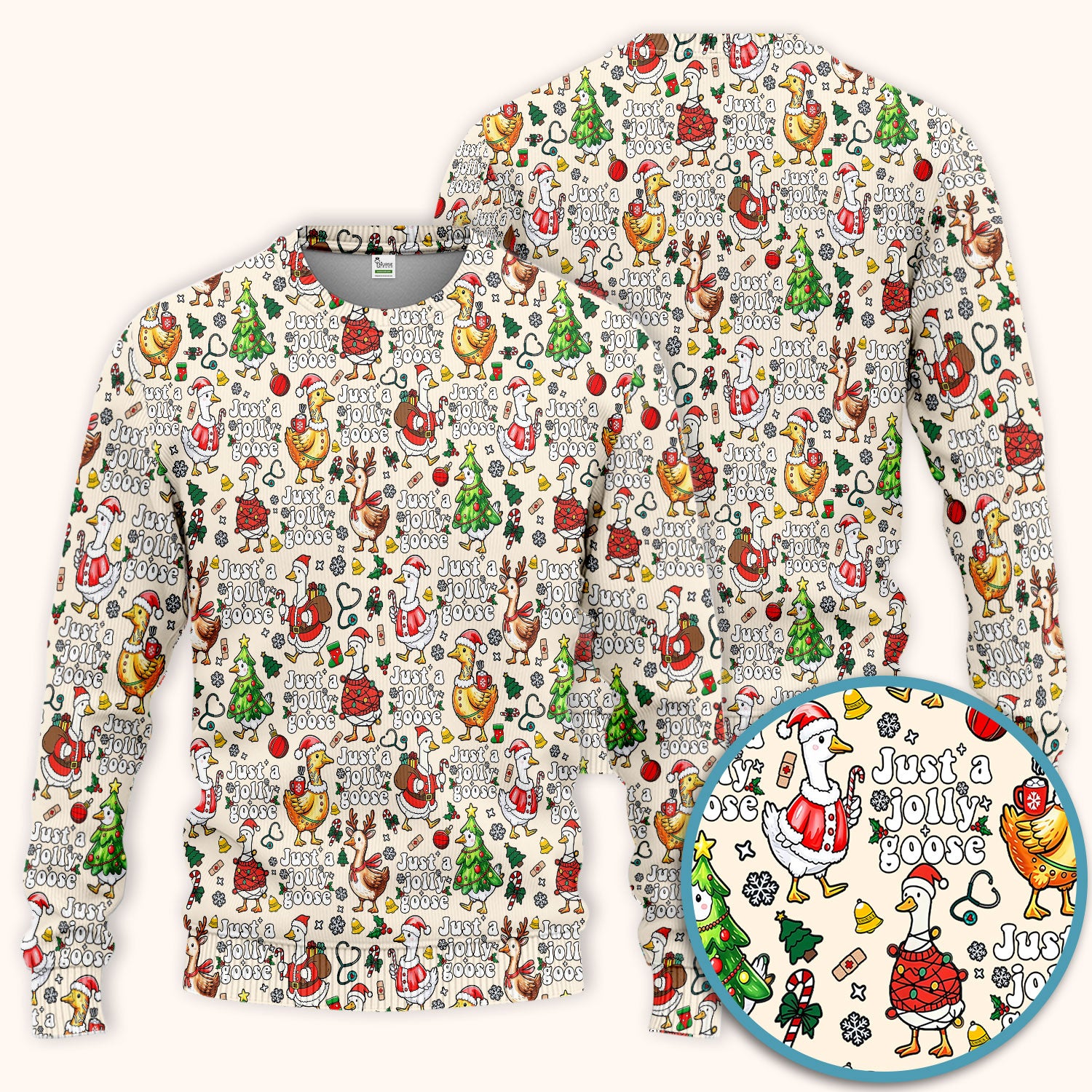 Christmas Goose Scrub Set for Nurse - Funny Jolly Holiday Medical Uniform for Women