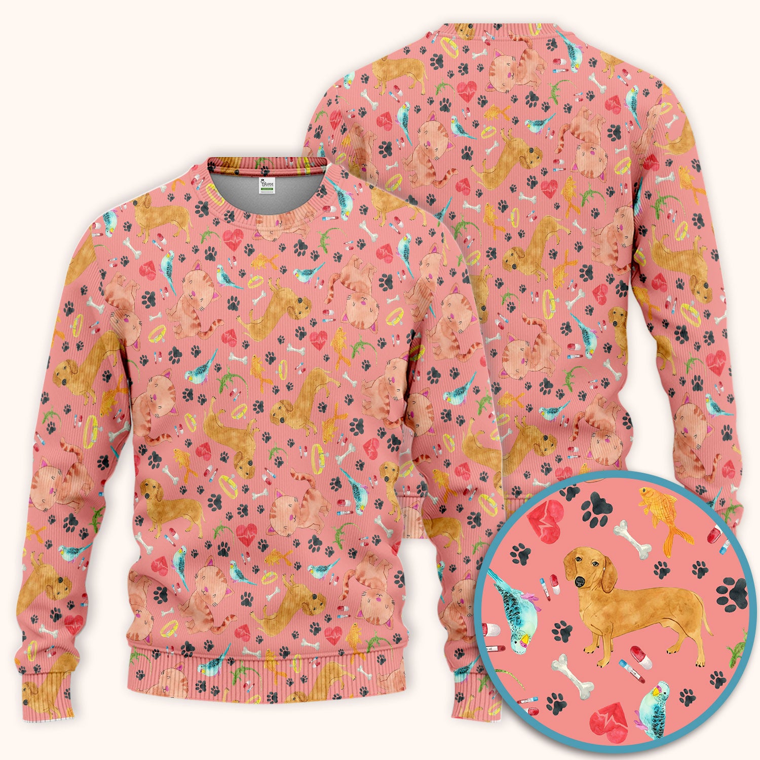 Cat Dog Veterinary Scrub Set - Cute Animal Paw Print Medical Pants and V Neck Top for Women RN CNA Vet Tech