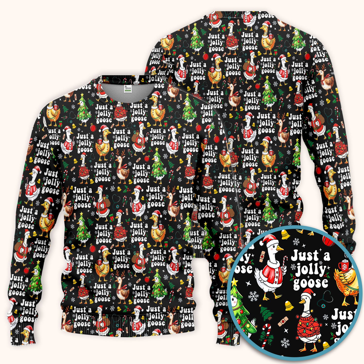 Just a Jolly Goose Funny Christmas Scrub Set - Holiday Medical Uniform for Nurse - Santa Goose Pants and Top