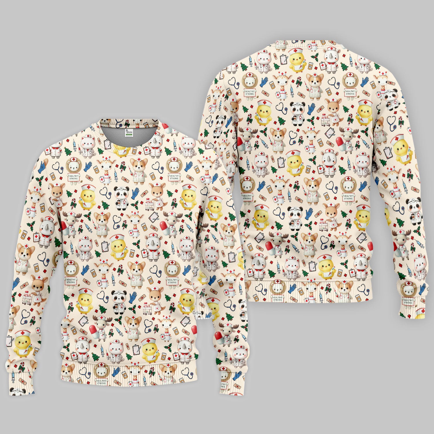 Comfortable Scrubs for Nurses - Women's Scrub Sets - Blue Scrub Pants and V Neck Top - Puppy Print Nursing Uniform