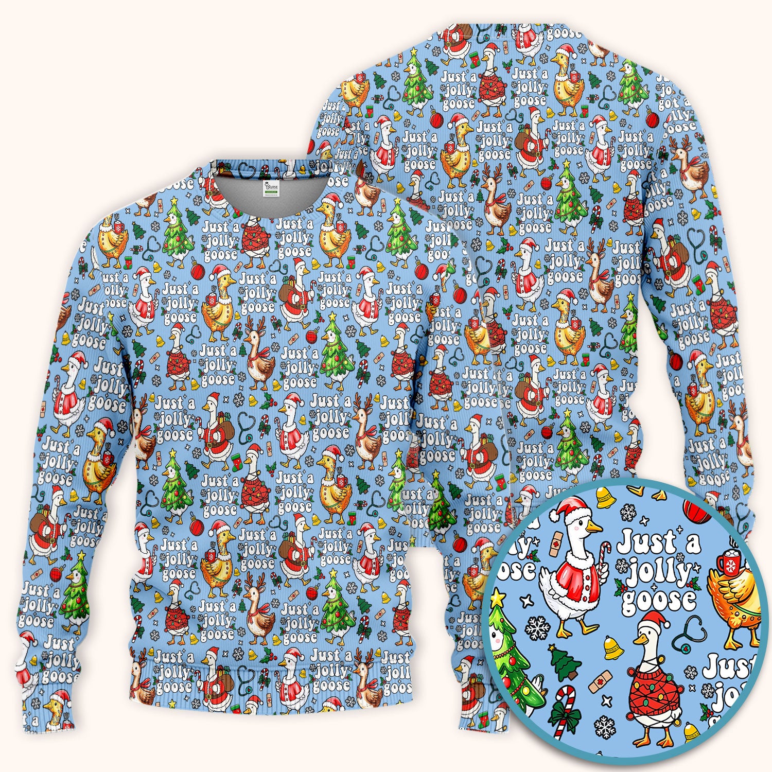 Christmas Goose Scrub Set for Nurse - Funny Jolly Holiday Medical Uniform for Women