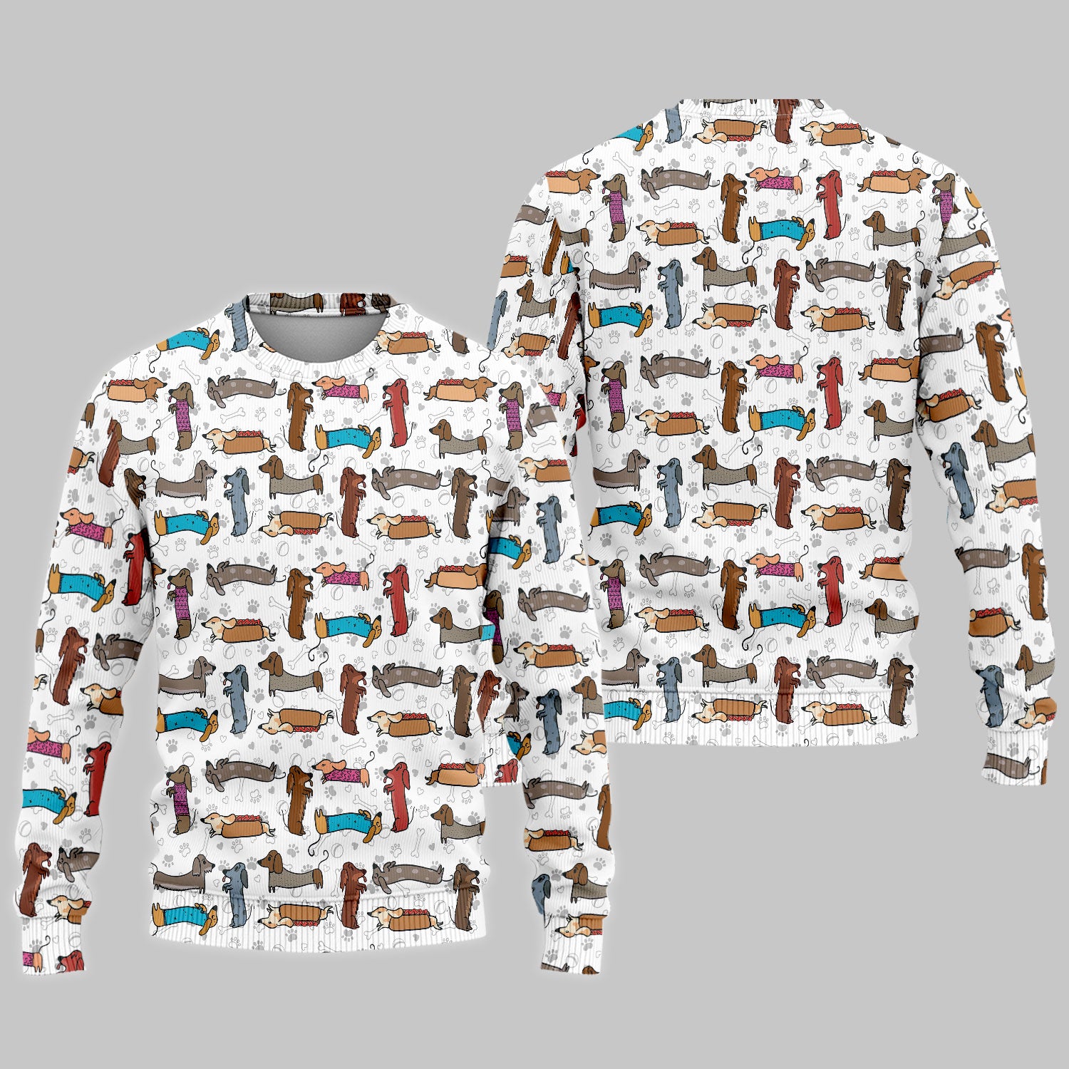 Cute Dachshund Women's Scrub Sets - Funny Sausage Dog Scrub Pants and V Neck Top - Breathable Med Uniform - Nursing Gift