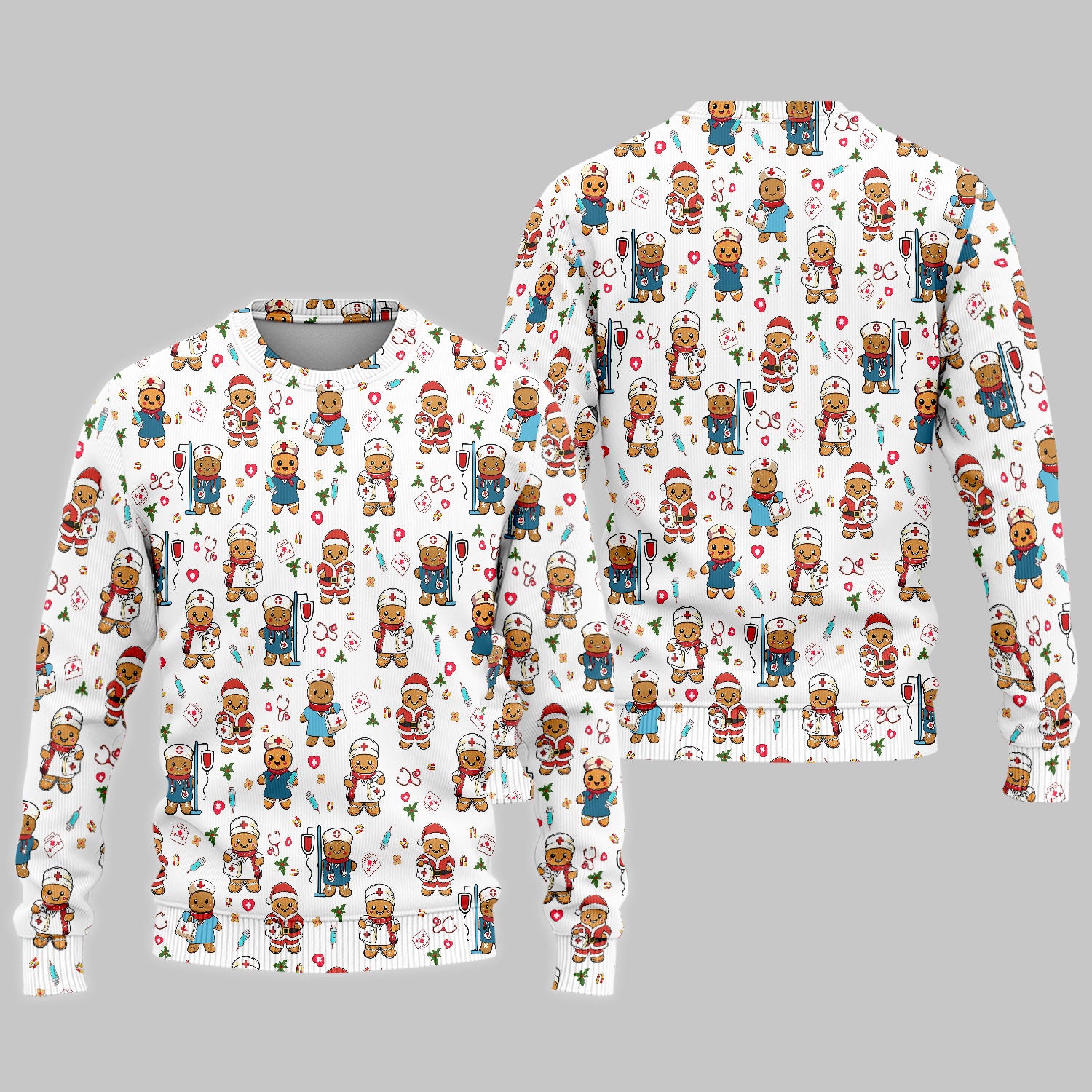 Gingerbread Nurse Scrub Pants - Santa’s Favorite Nurse Holiday Gift - Medical Uniform Set for RN LPN CNA - Funny Xmas Ugly Sweater