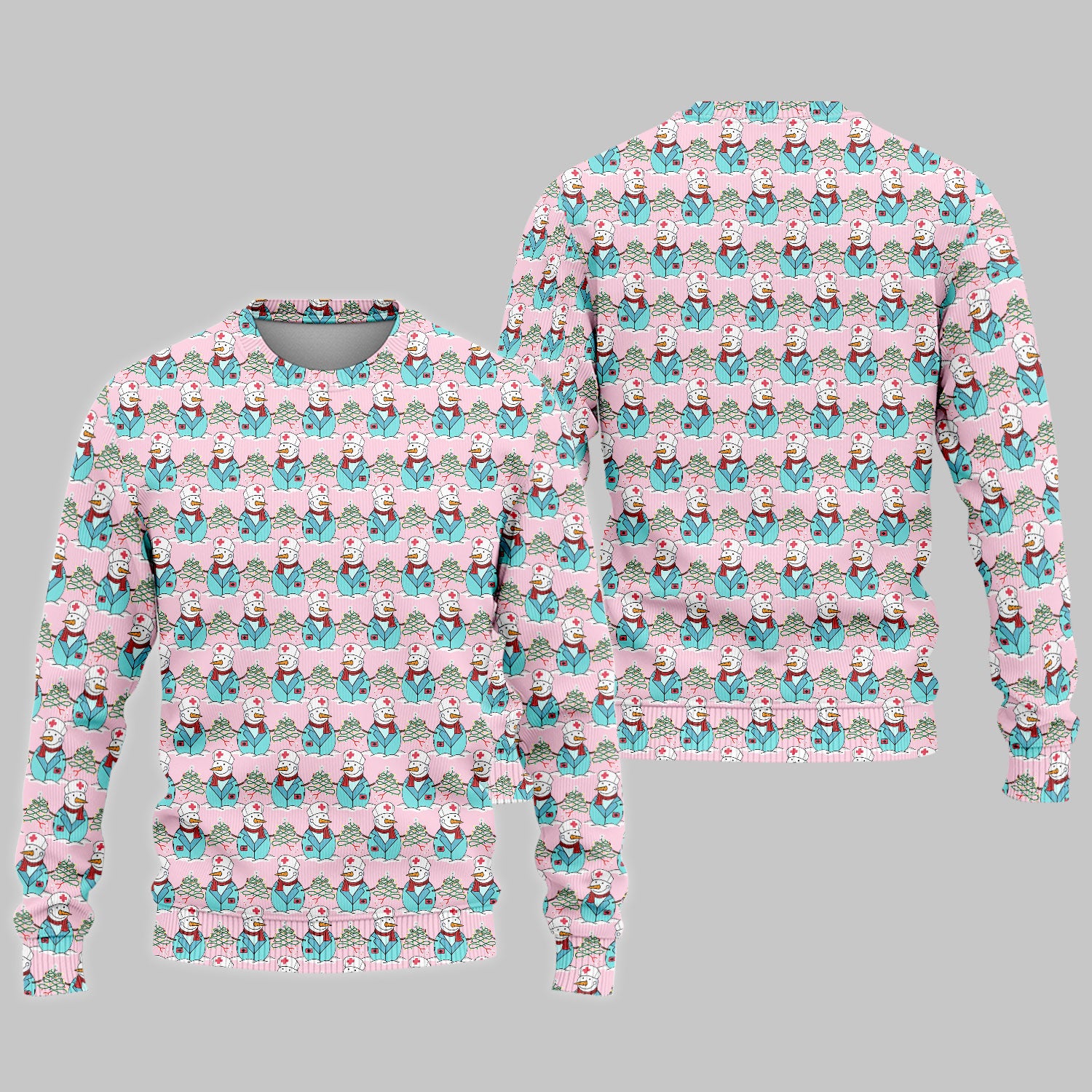 Christmas Snowman Nurse Scrub Pants - Holiday Med Uniform for Women - Comfortable Nursing Scrub Sets - Snowman Ugly Sweater Gift