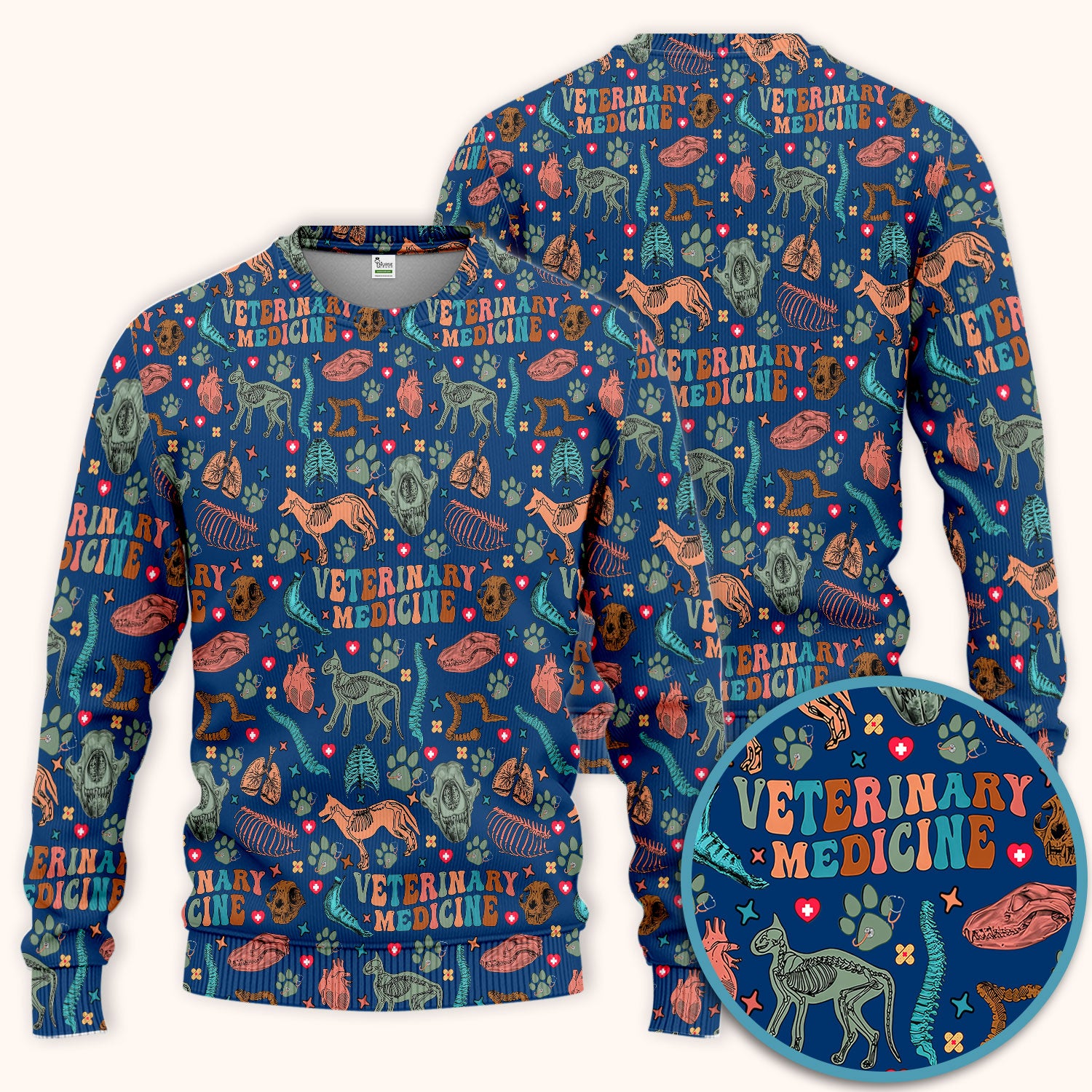 Vet Tech Scrub Set - Veterinary Medicine Scrubs Pants and V Neck Top - Animal Medical Uniform for Women Nurse Gift