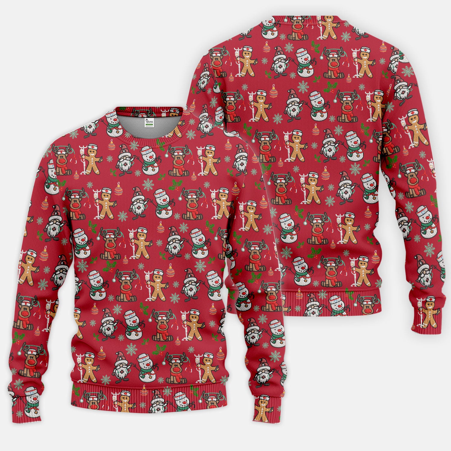Reindeer Christmas Women's Scrub Sets - Gingerbread Cookies and Santa Claus Medical Uniform - Comfortable Scrubs for Nurses