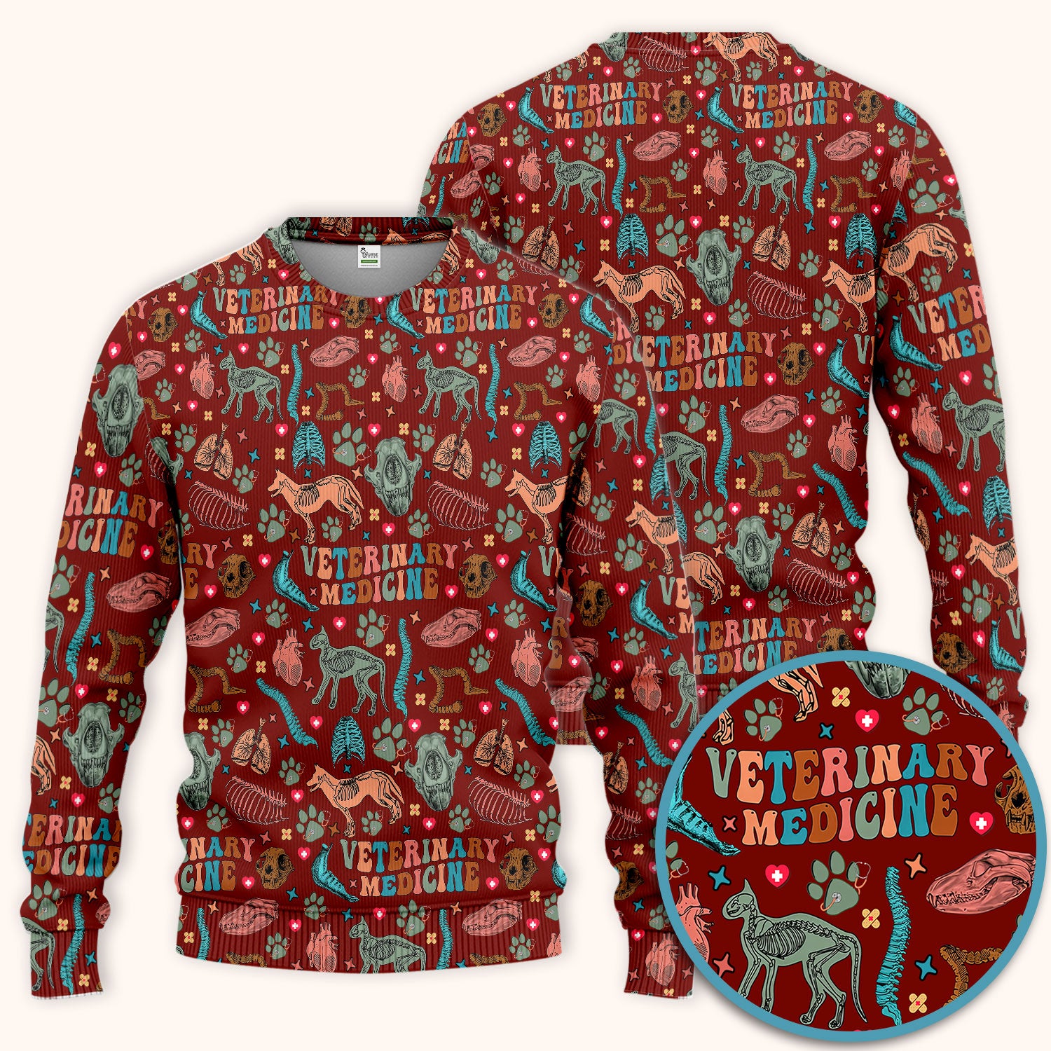 Vet Tech Scrub Set - Veterinary Medicine Scrubs Pants and V Neck Top - Animal Medical Uniform for Women Nurse Gift