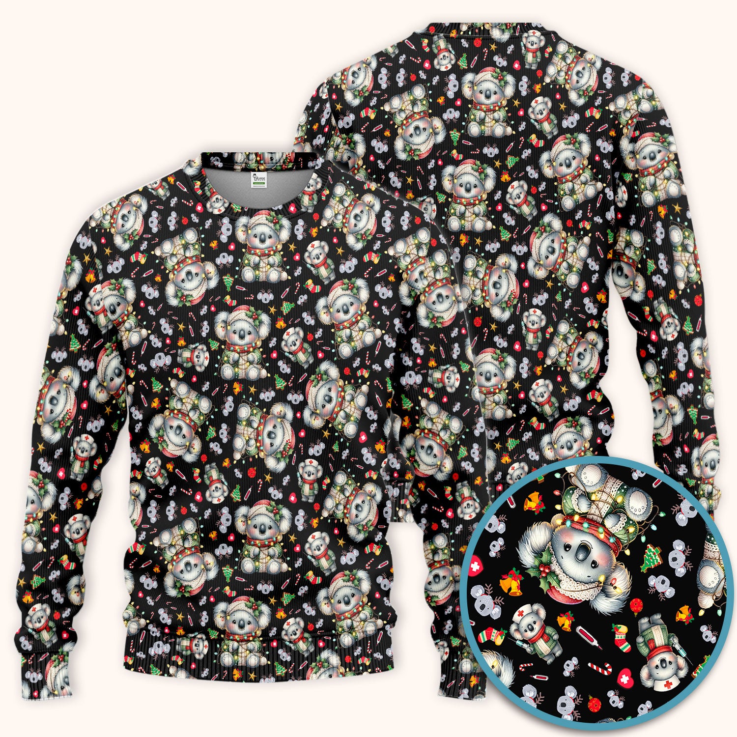 Christmas Koala Scrub Set - Cute Aussie Holiday Nursing Top and Pants - Funny Animal Medical Uniform