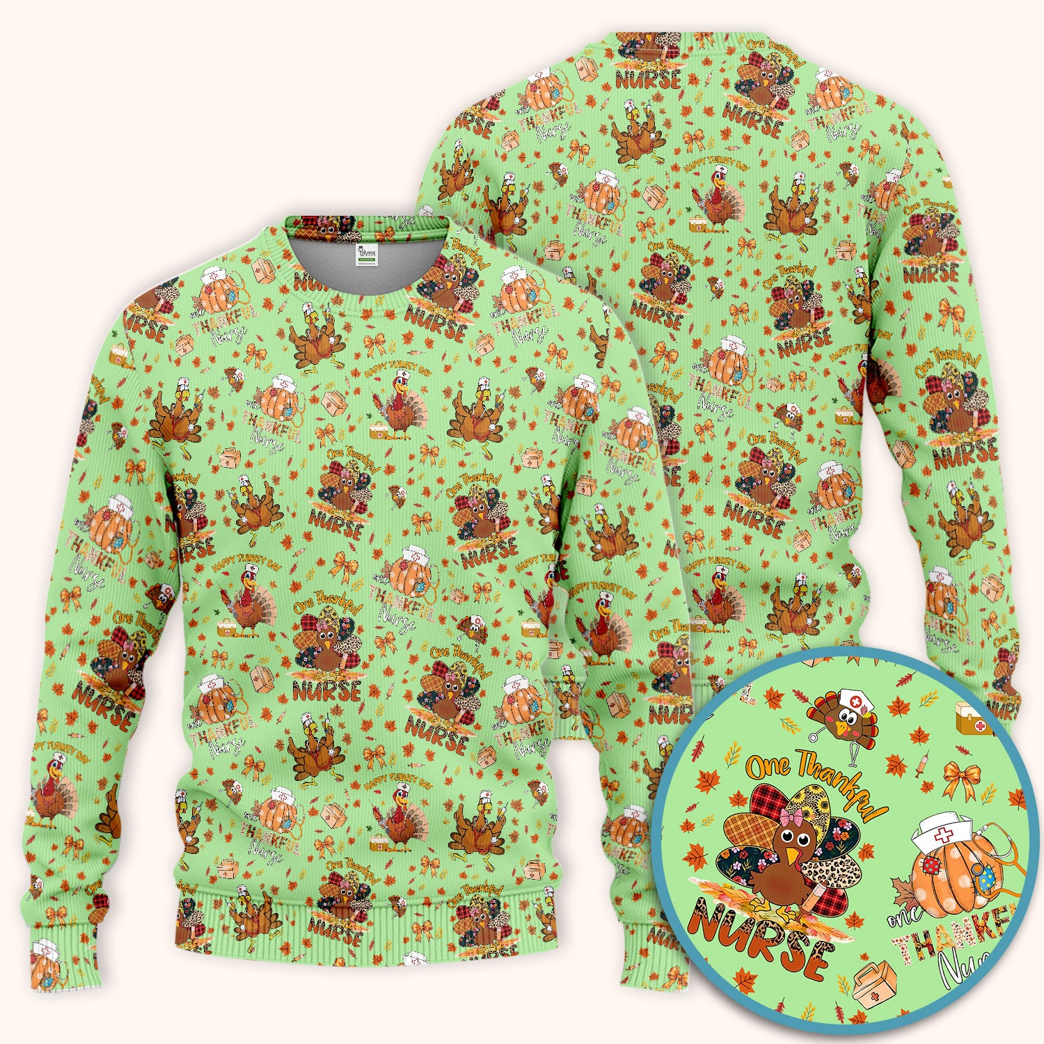Thanksgiving Nurse Fall Scrub Sets for Women - Cute Turkey and Pumpkin Scrubs Pants and V Neck Top - Autumn Med Gift for Her