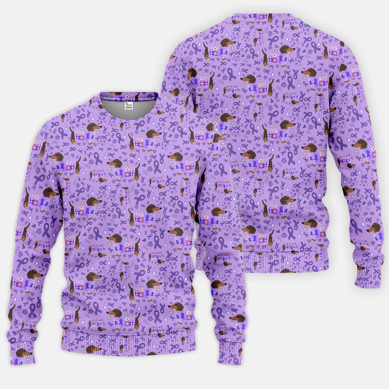 Wiener Dog Purple Ribbon Cancer Awareness Scrub Sets - Dachshund Nursing Uniform - Comfortable Scrubs for Nurses