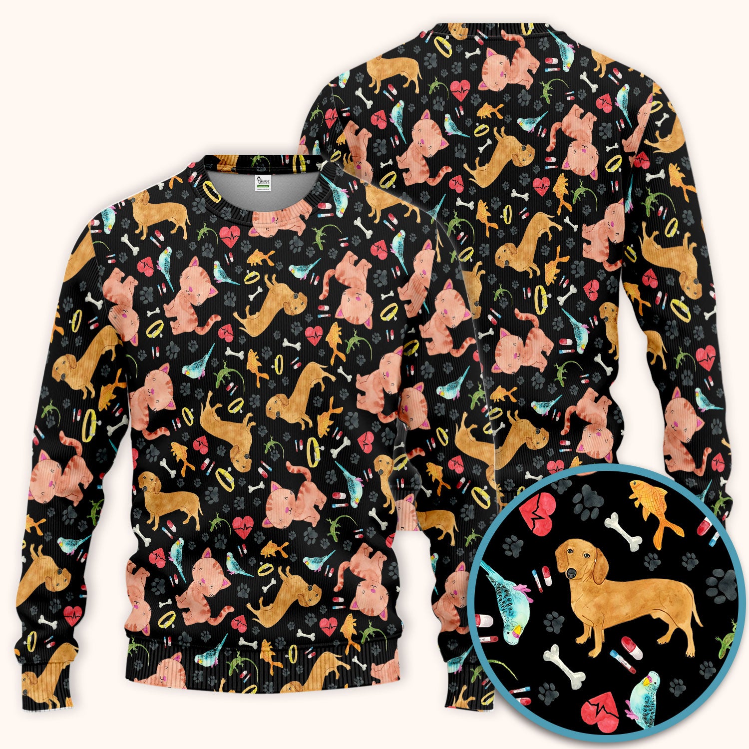 Cat Dog Veterinary Scrub Set - Cute Animal Paw Print Medical Pants and V Neck Top for Women RN CNA Vet Tech
