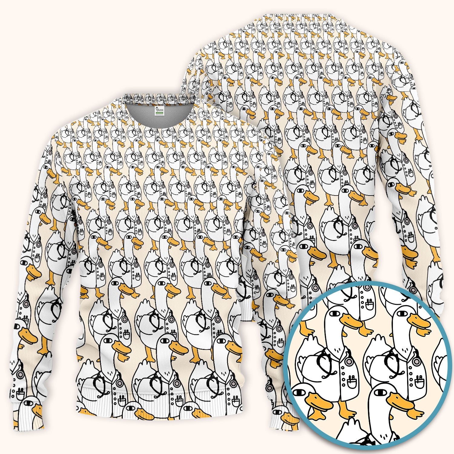 Funny Duck Scrub Set for Women - I'm a Doctor Scrubs Pants and V Neck Top - Cute Duck In The Row - Comfortable Nursing Uniform