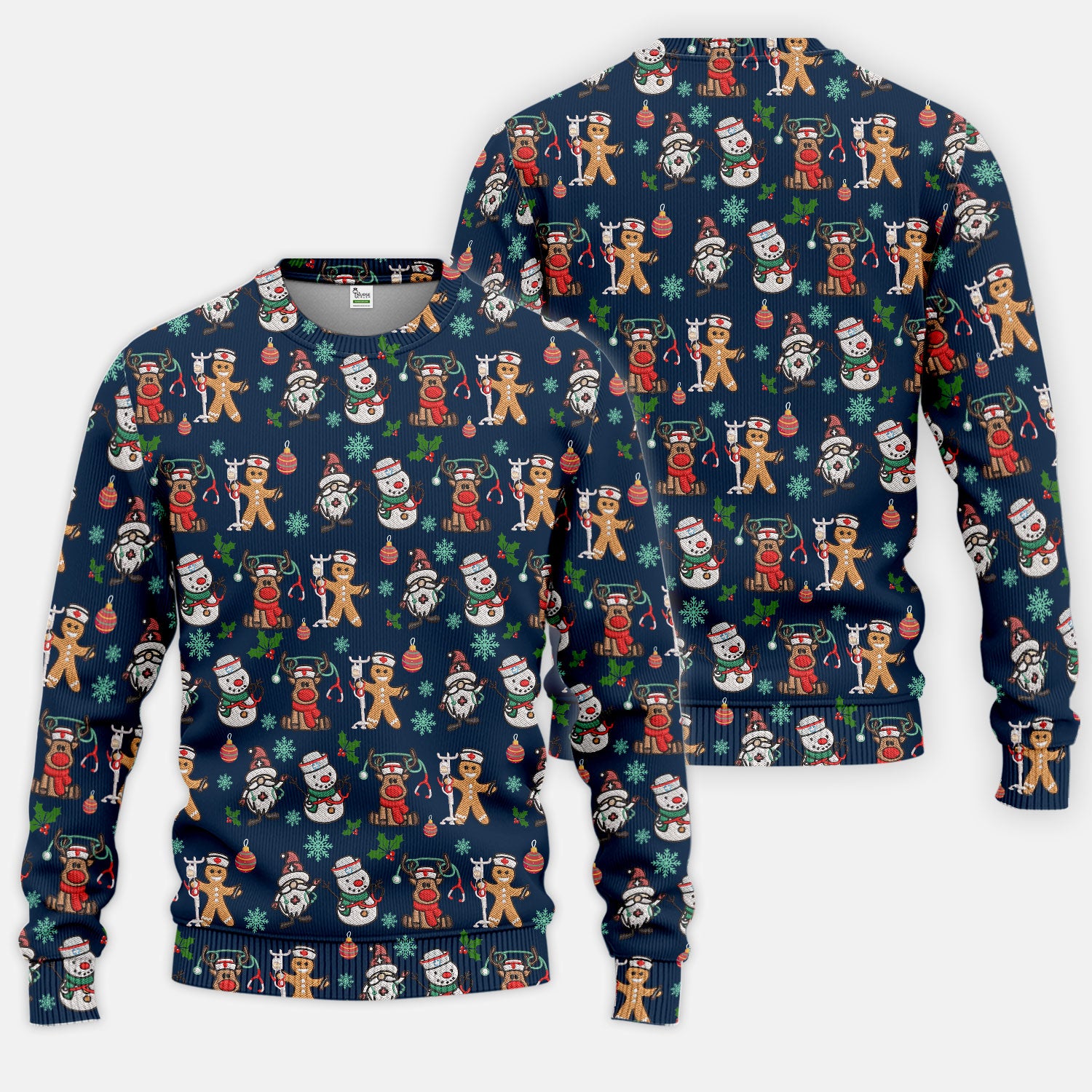 Reindeer Christmas Women's Scrub Sets - Gingerbread Cookies and Santa Claus Medical Uniform - Comfortable Scrubs for Nurses