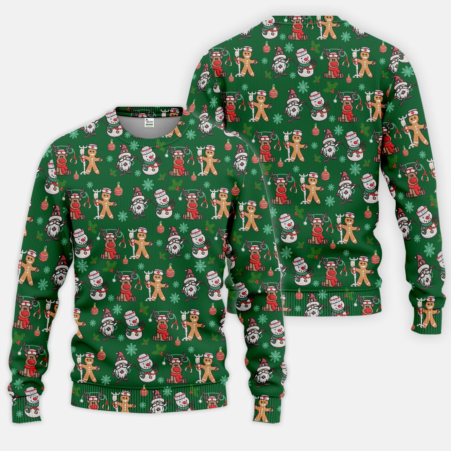 Reindeer Christmas Women's Scrub Sets - Gingerbread Cookies and Santa Claus Medical Uniform - Comfortable Scrubs for Nurses