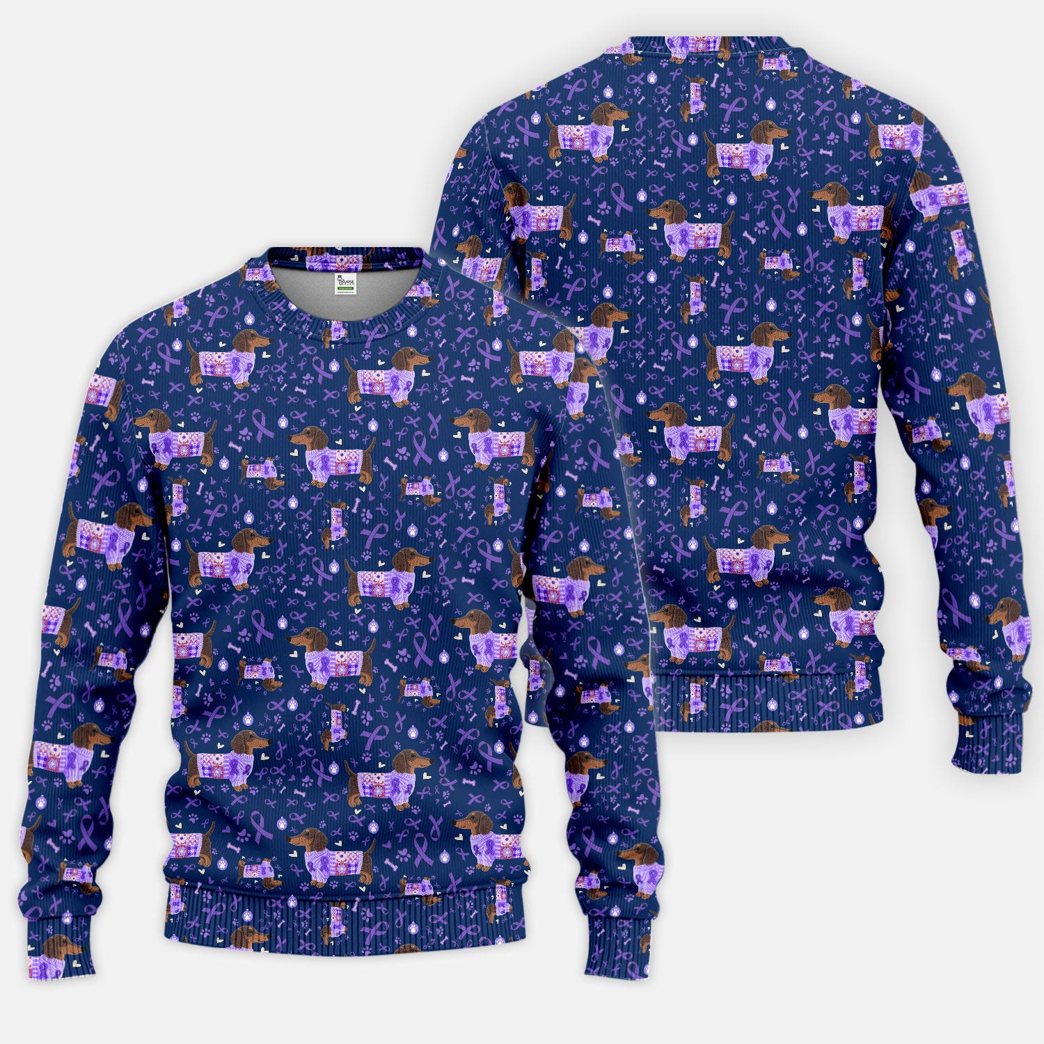 Wiener Dog Purple Ribbon Cancer Awareness Scrub Sets - Dachshund Nursing Uniform - Comfortable Scrubs for Nurses