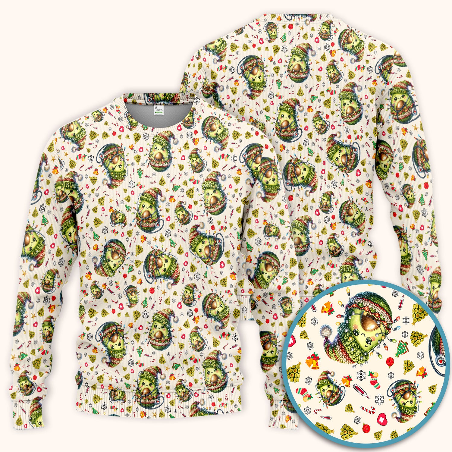 Avocado Scrub Set for Nurse - Funny Christmas Nursing Pants and V Neck Top - Cute Holiday Medical Uniform