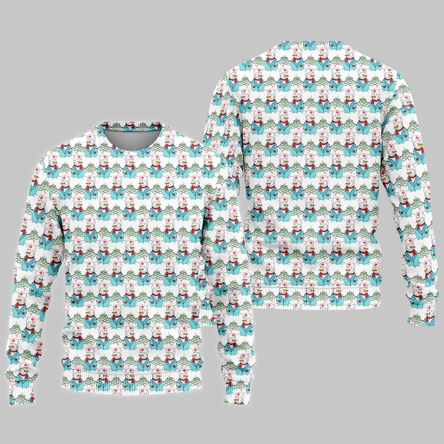 Snowman Nurse Scrub Pants - Xmas Med Uniform for Women - Comfortable Nursing Scrub Sets - Snowman Ugly Sweater Gift